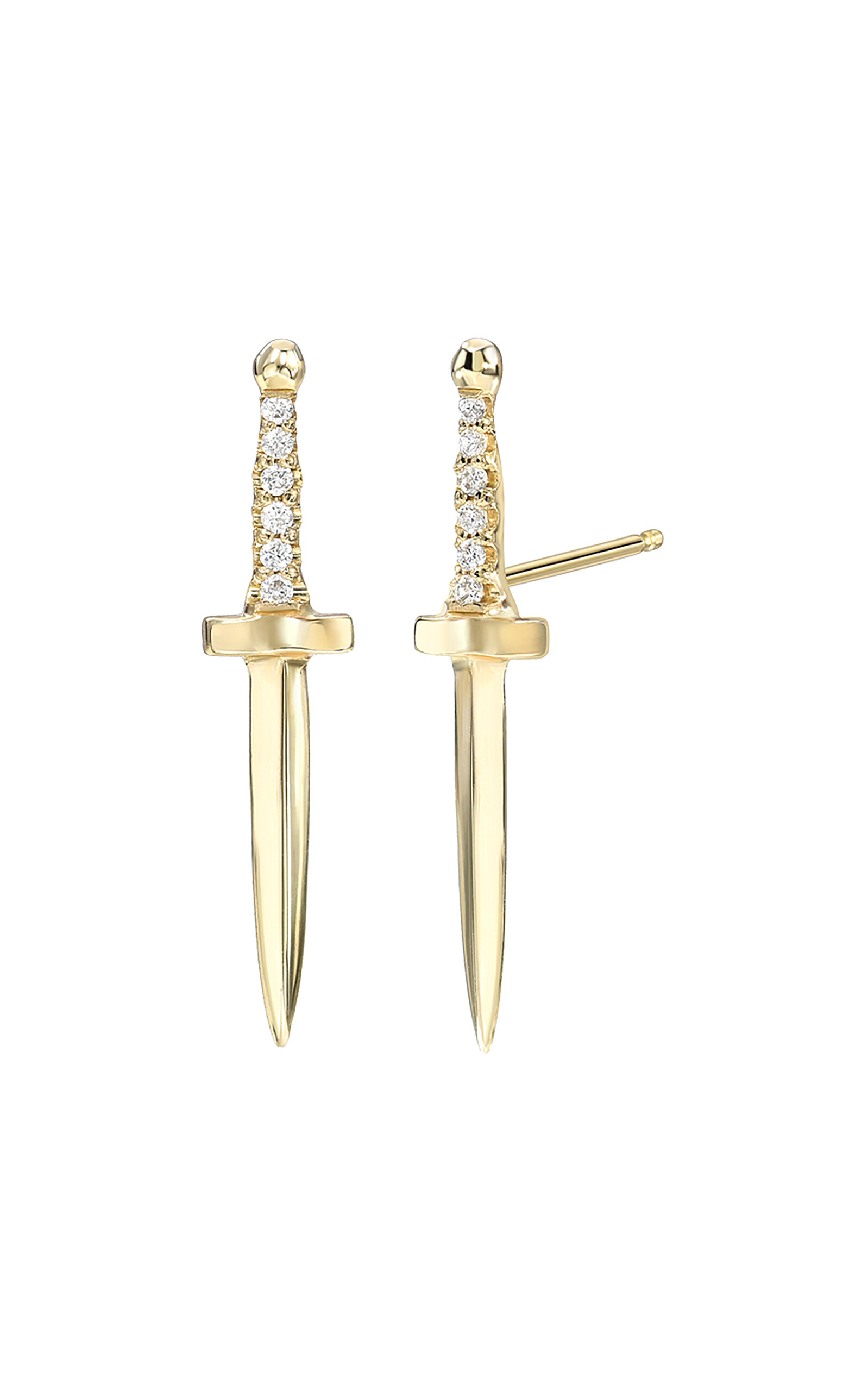 Dru Women's Baby Dagger 14k Yellow Gold Diamond Earrings