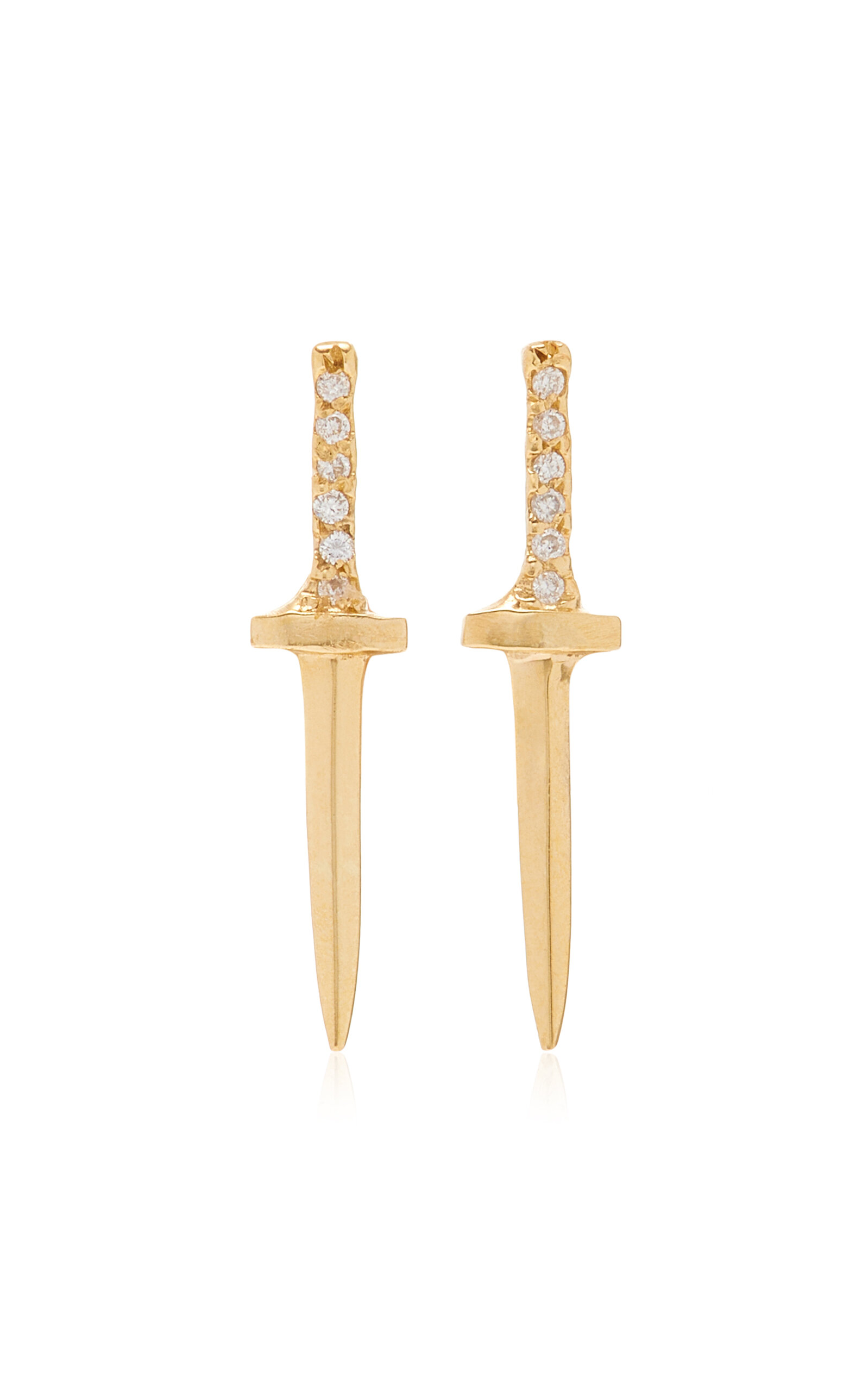 Dru Women's Baby Dagger 14k Yellow Gold Diamond Earrings
