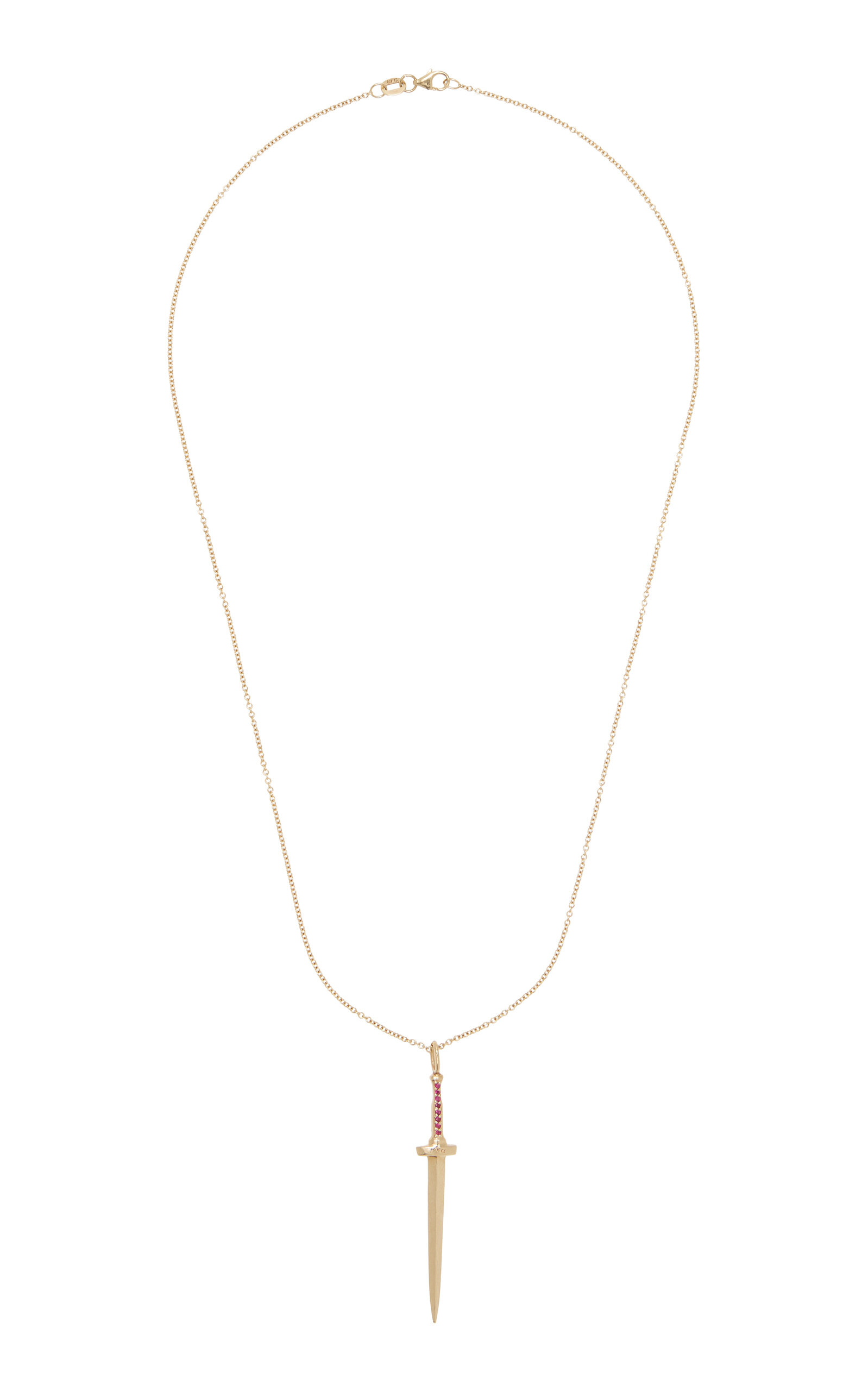 DRU. Women's Large Dagger 14K Yellow Gold Ruby Necklace