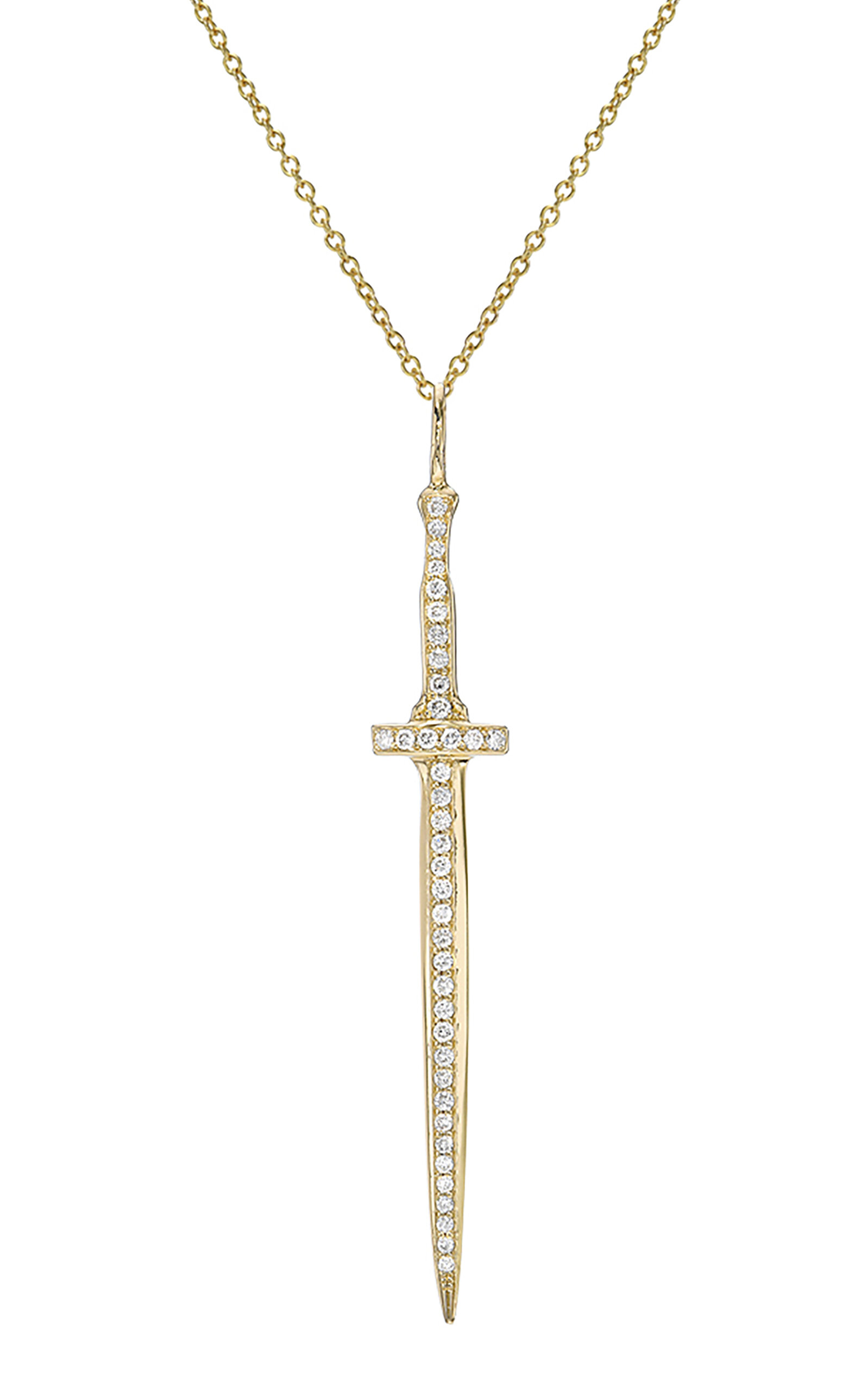 Dru Large Drippin' Dagger 14k Yellow Gold Diamond Necklace