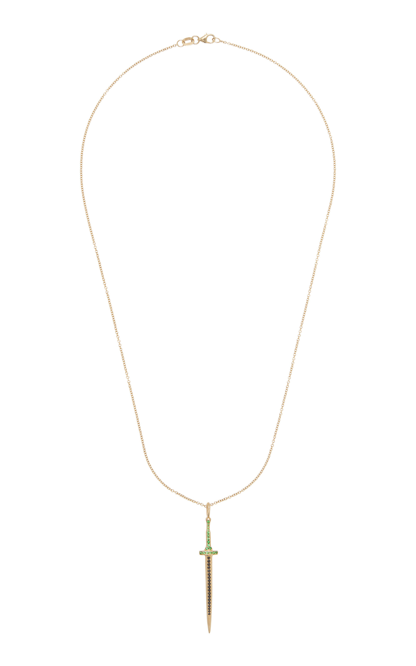 Dru Women's Large Drippin' Dagger 14k Yellow Gold Tsavorite; Diamond Necklace