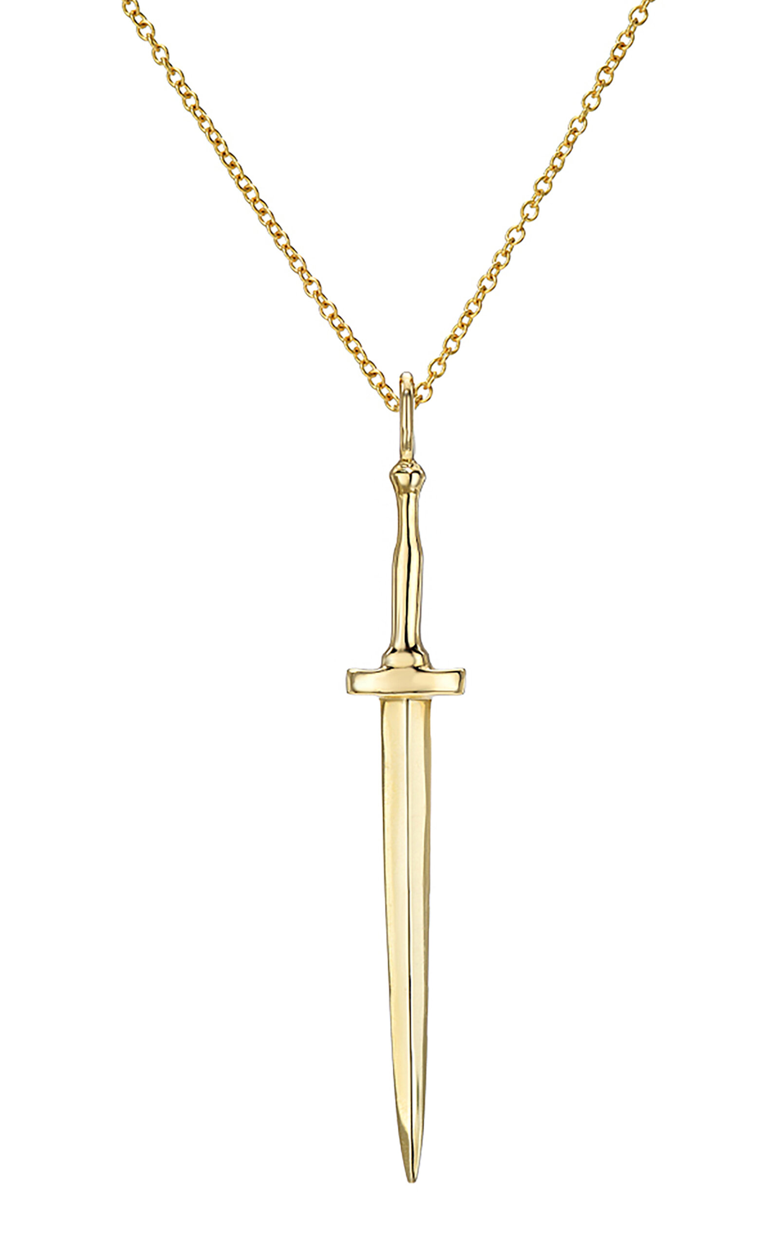 Large Dagger 14K Yellow Gold Necklace