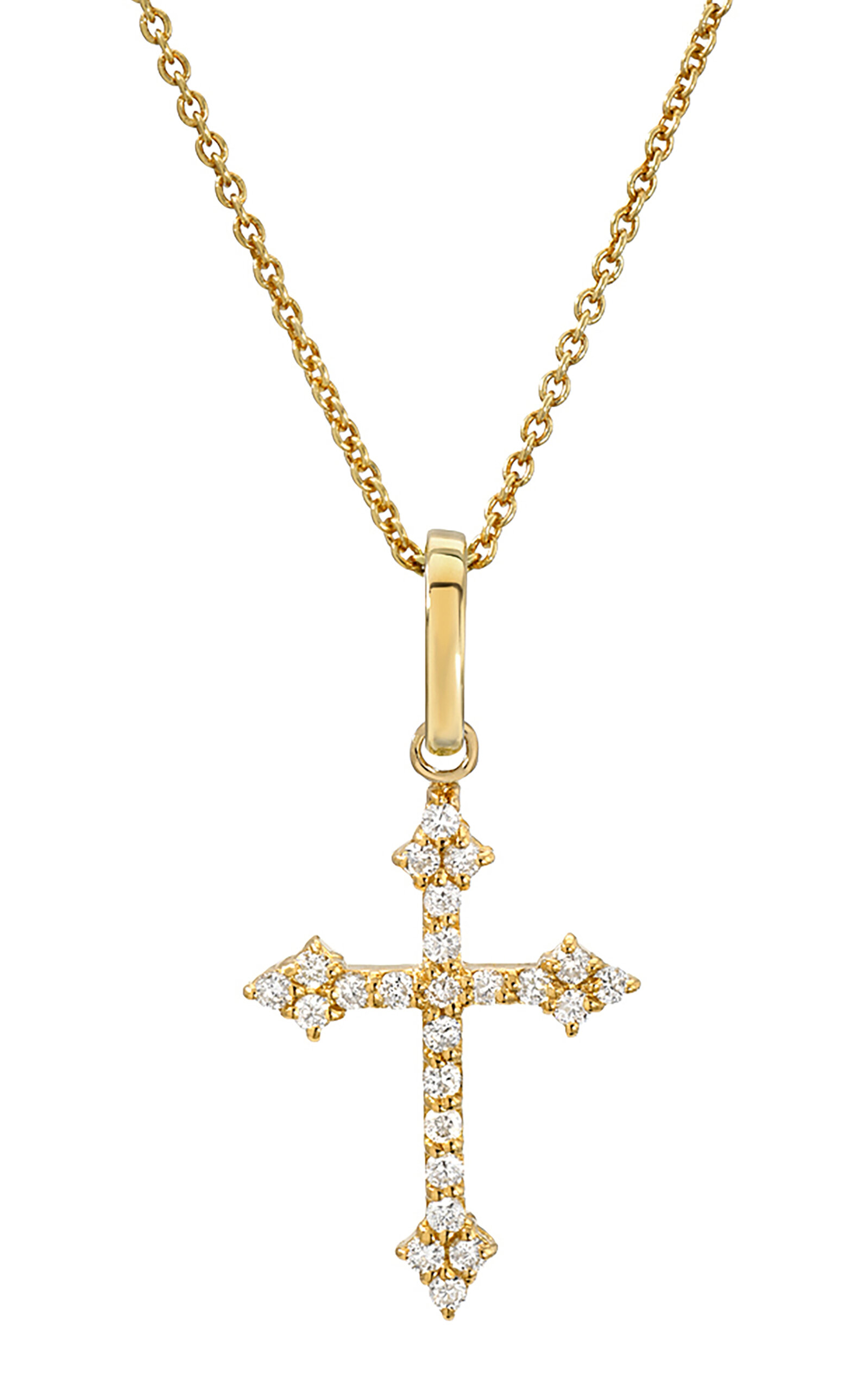 Dru Baby Cross 14k Yellow Gold Diamond Necklace
