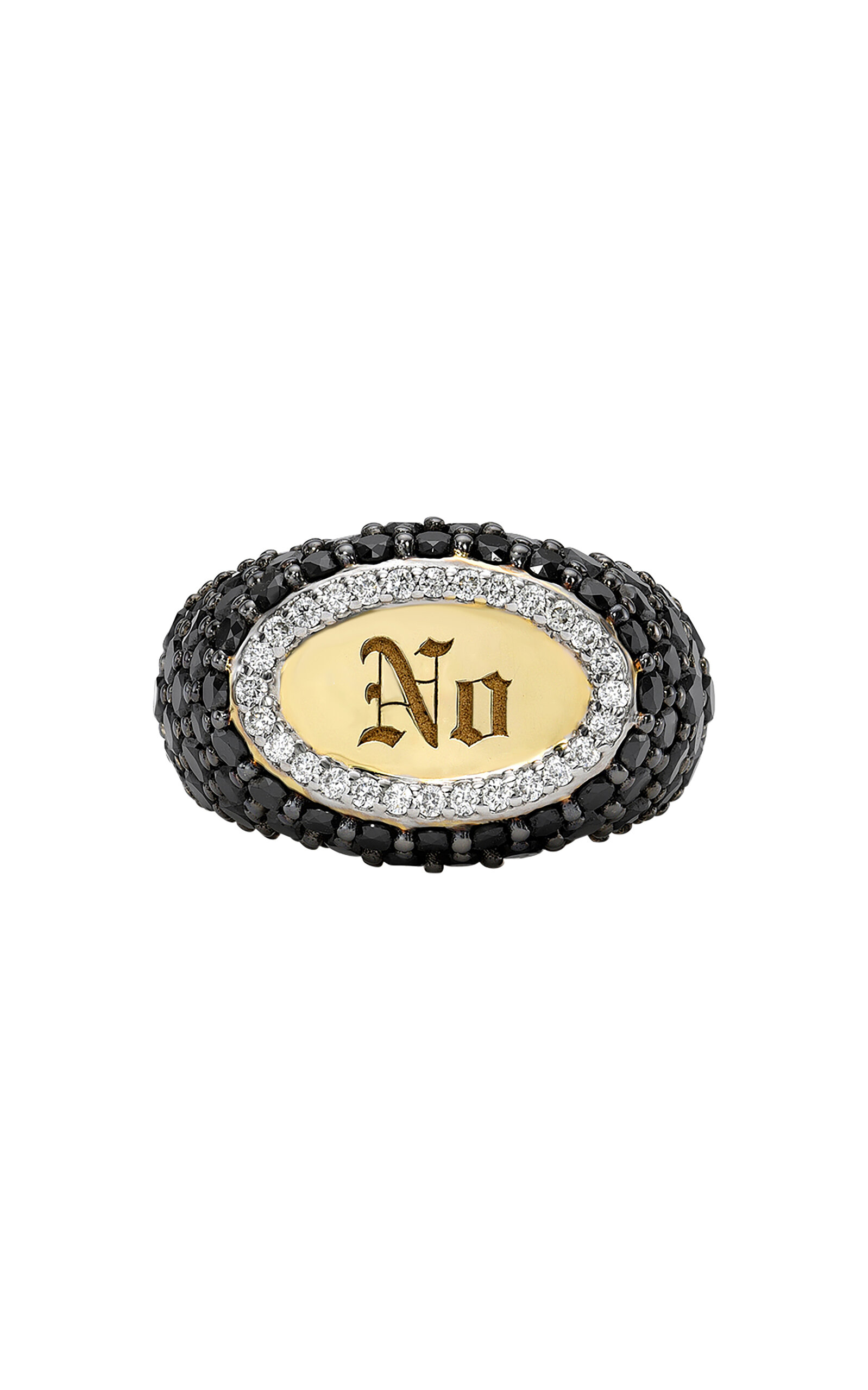 Dru No 14k Yellow Gold Diamond Signet Ring In Black