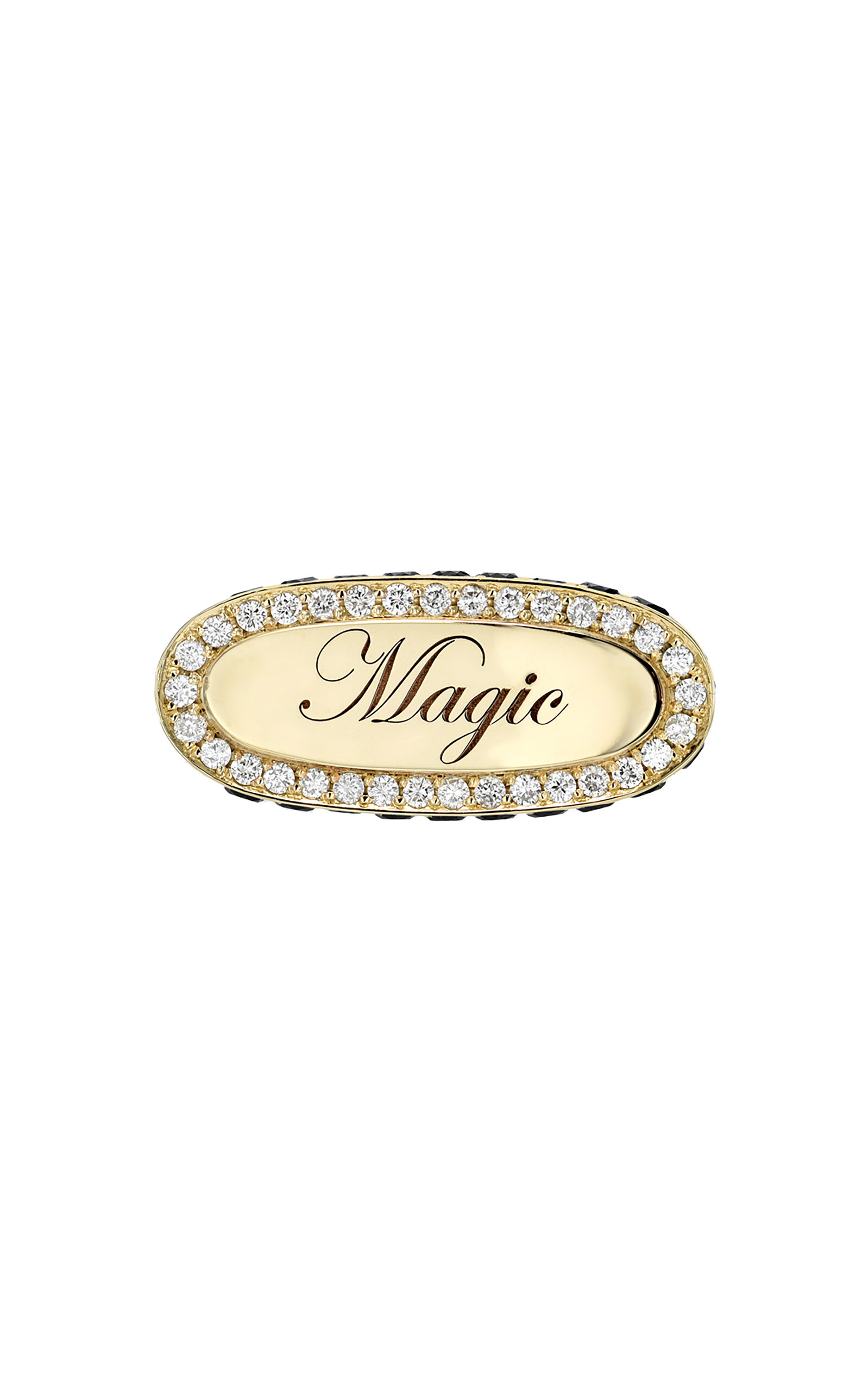 Dru Magic 14k Yellow Gold Diamond Signet Ring In Black