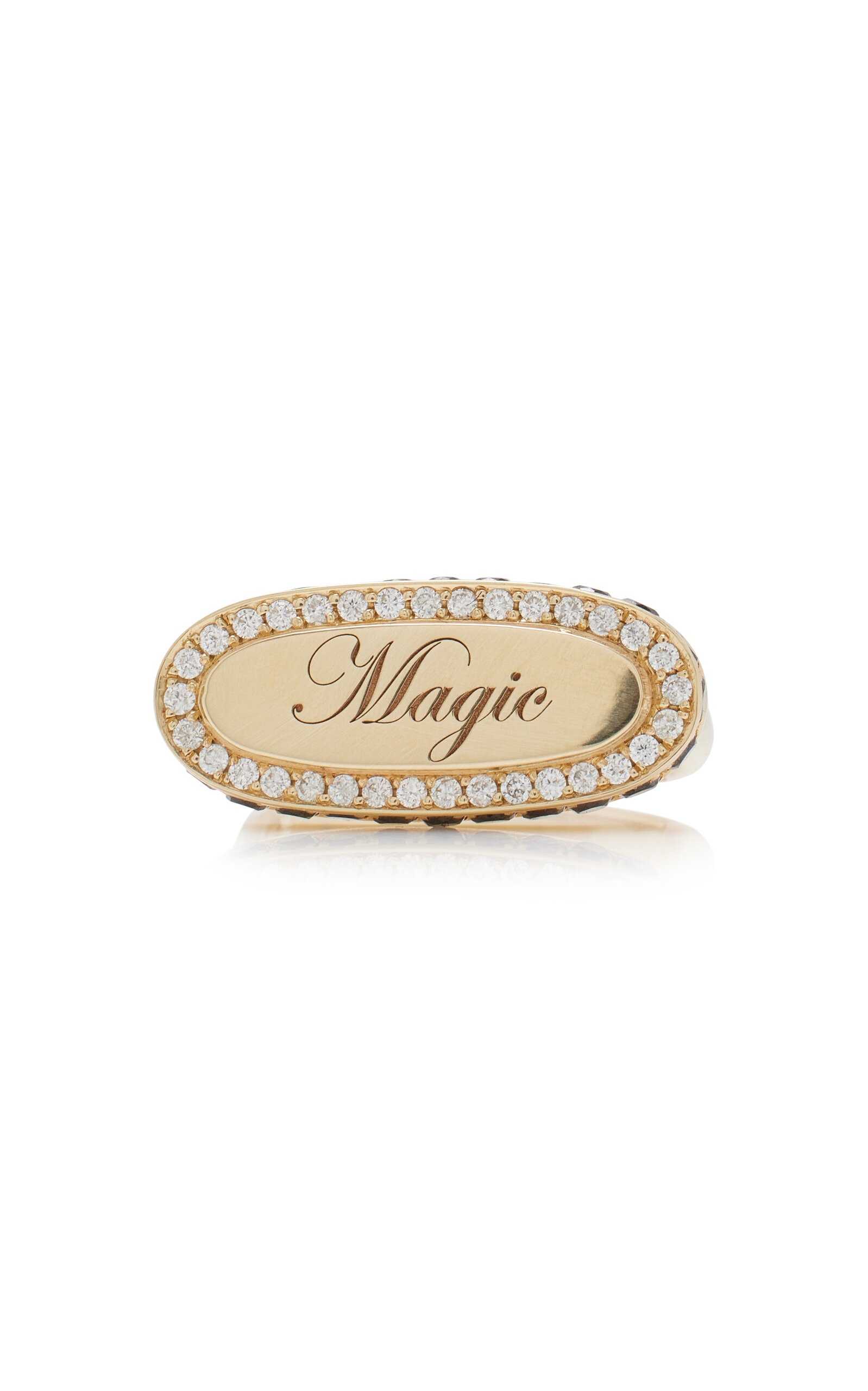 Magic 14K Yellow Gold Diamond Signet Ring