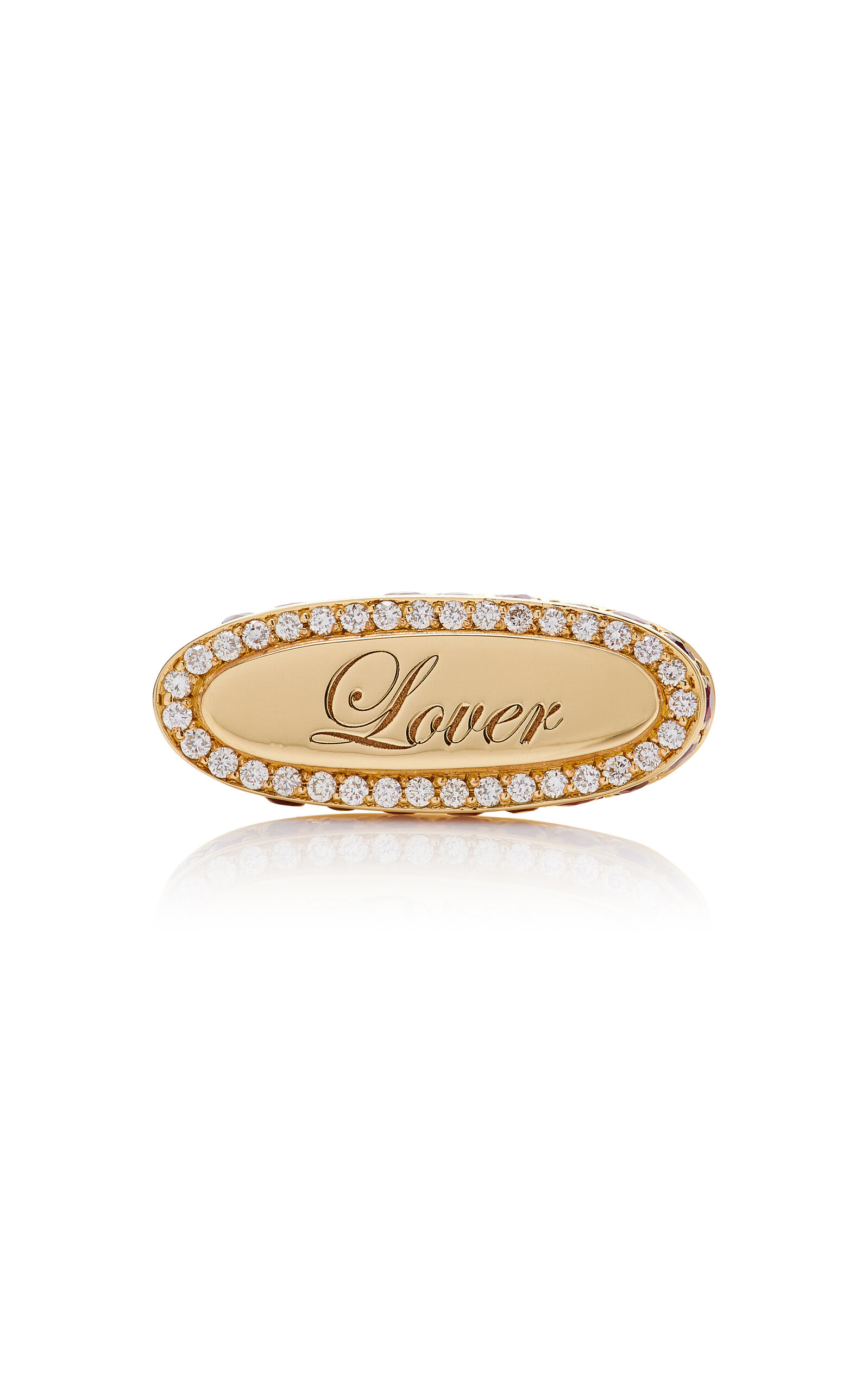 DRU. Women's Lover 14K Yellow Gold Ruby; Diamond Signet Ring