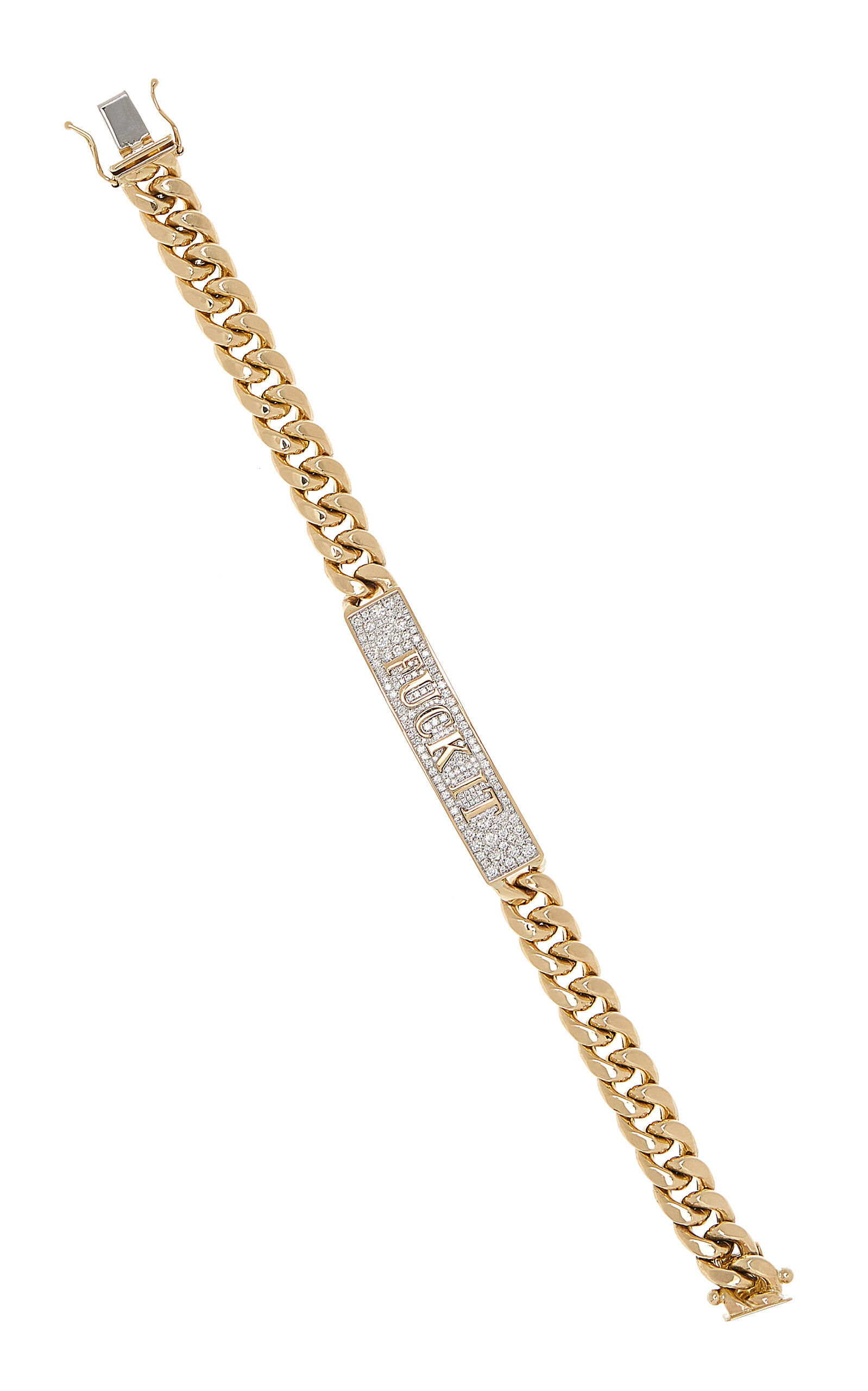 Diamond F*** It 14K Yellow Gold Diamond ID Bracelet