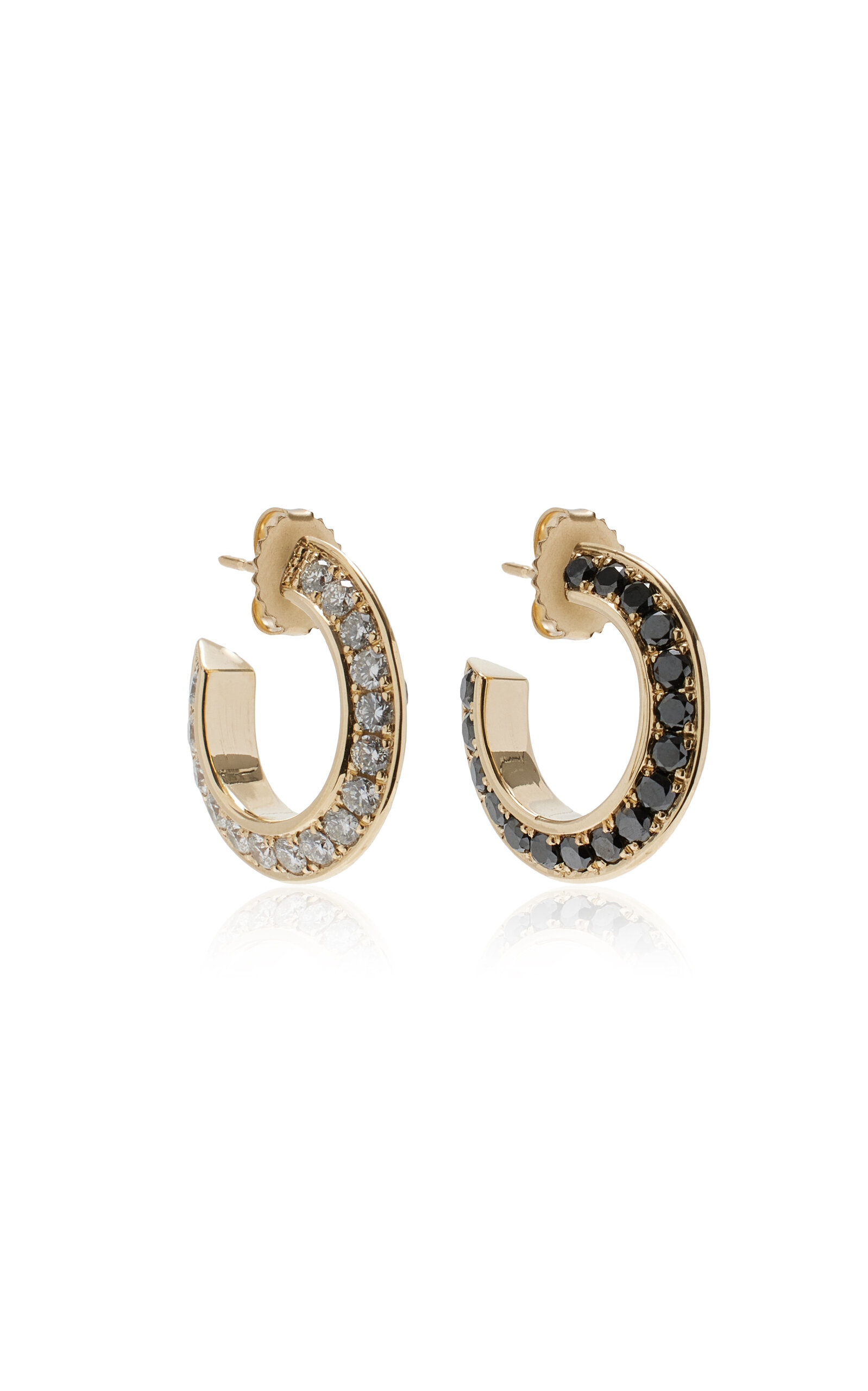 Dru Blade 14k Yellow Gold Diamond Hoops In Black