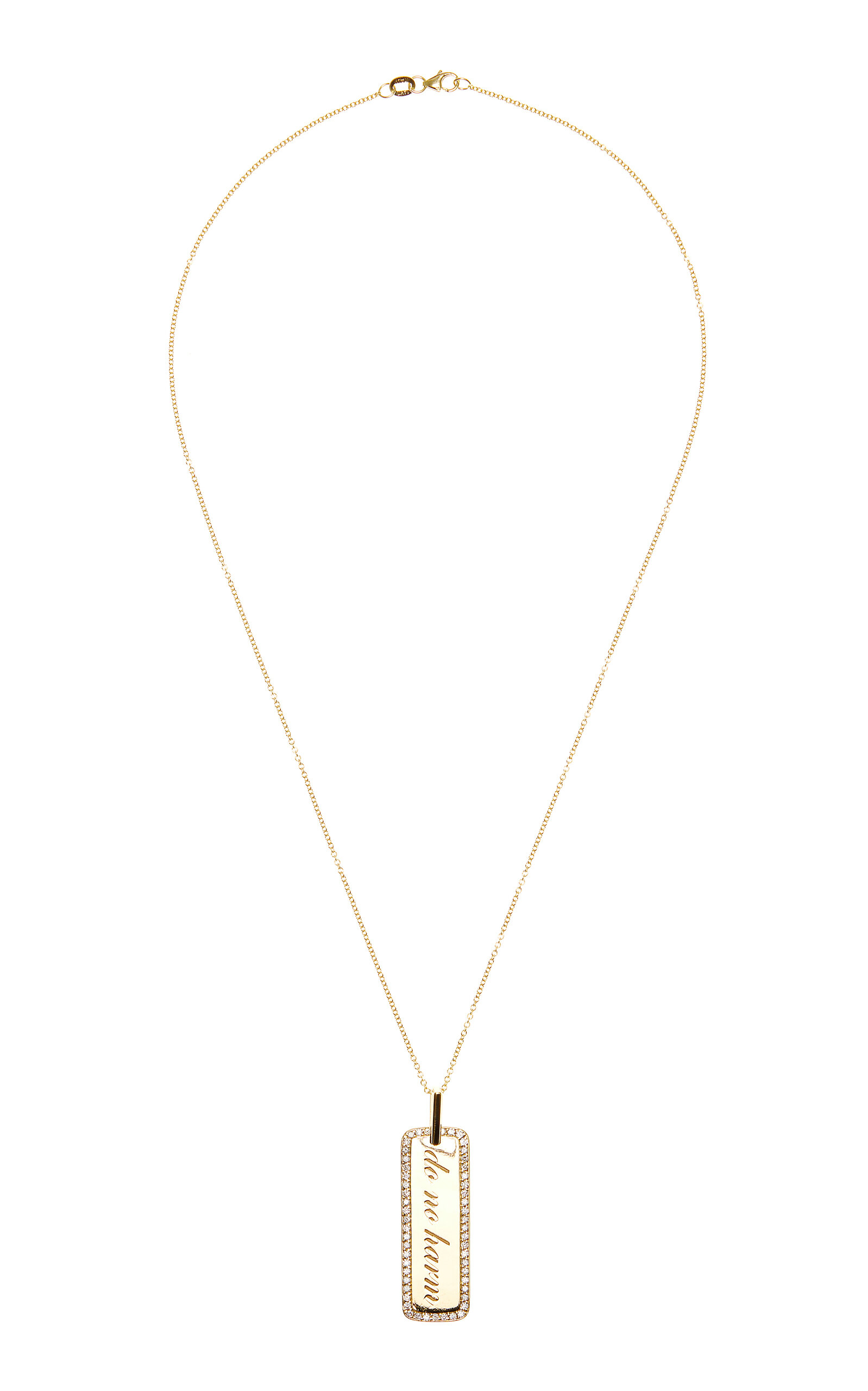 Dru Do No Harm 14k Yellow Gold Diamond Tag Necklace