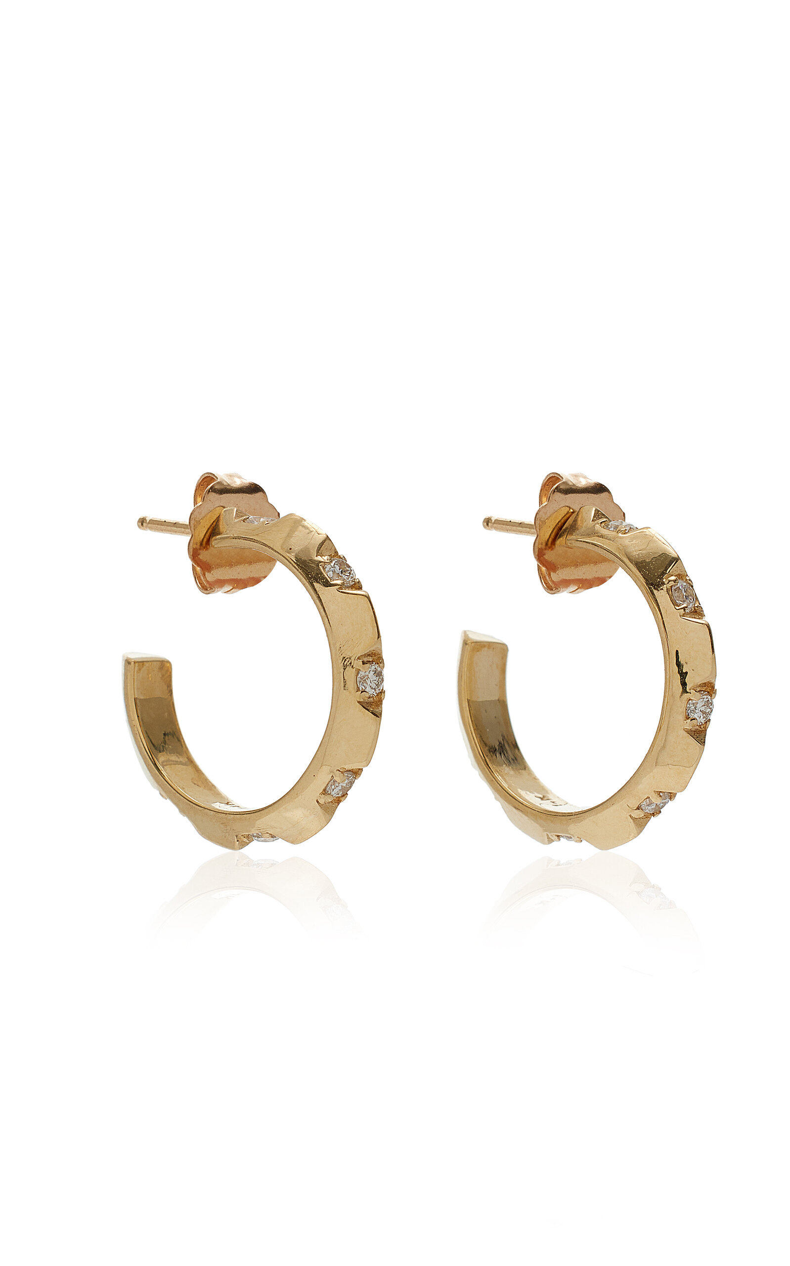 Dru Starburst 14k Yellow Gold Diamond Hoop Earrings