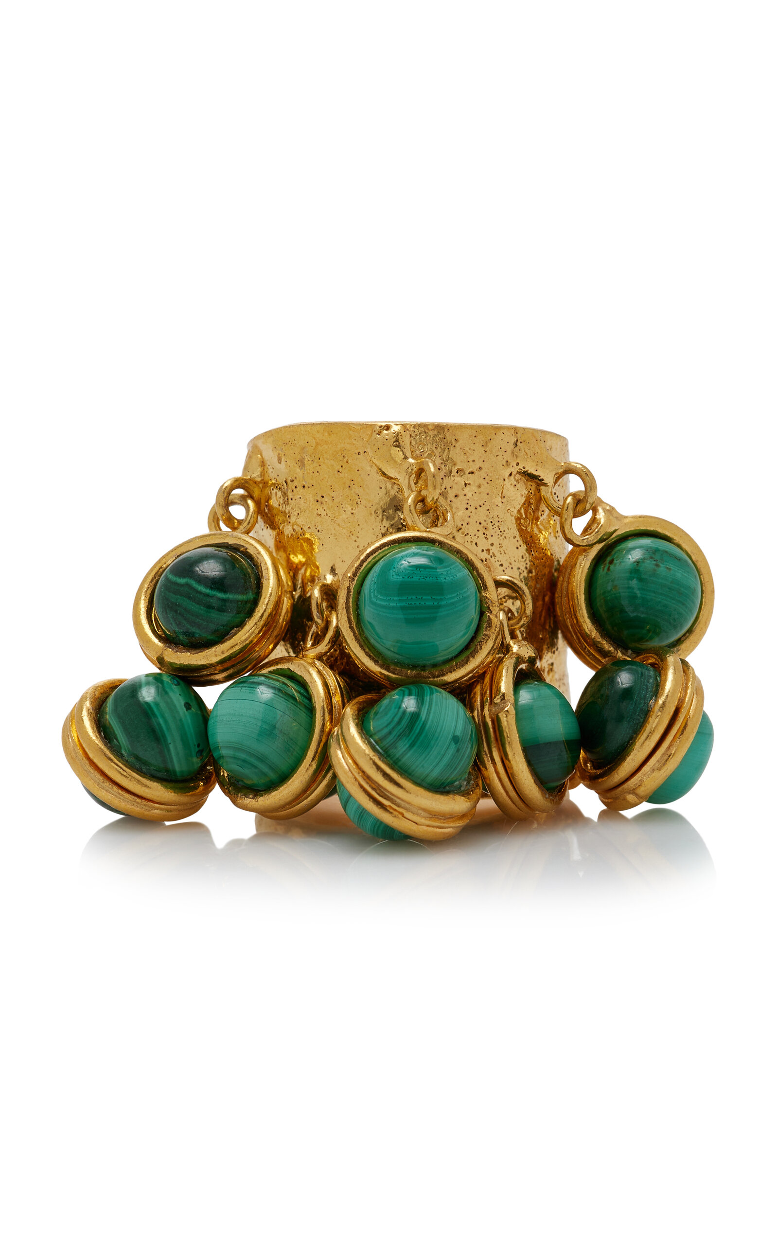 22K Gold-Plated Malachite Candies Ring