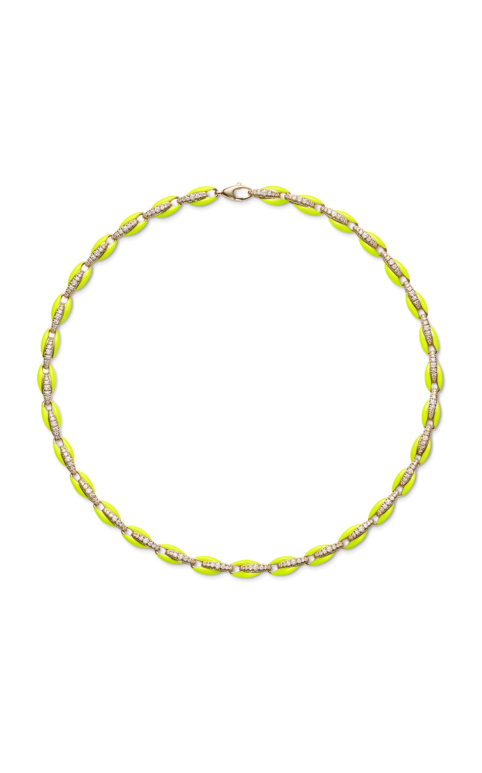 Melissa Kaye Ada Enameled 18k Pink Gold Diamond Necklace In Yellow