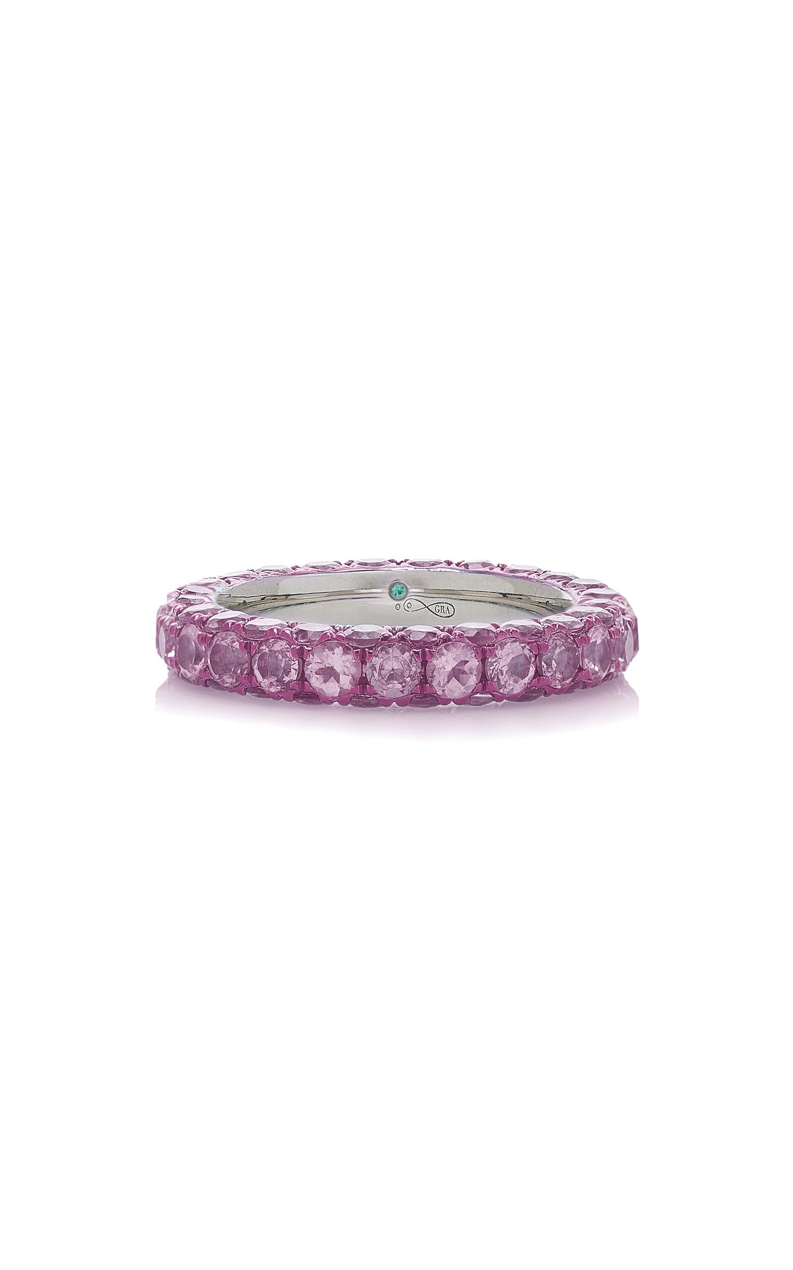 Graziela 3 Sided Pink-rhodium Sapphire Ring