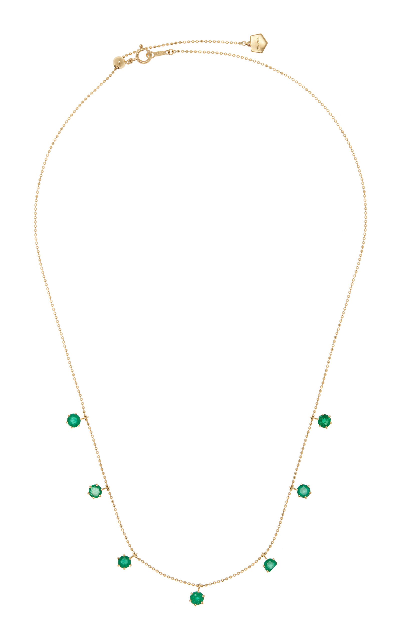 Graziela Floating 18k Yellow Gold Emerald Necklace