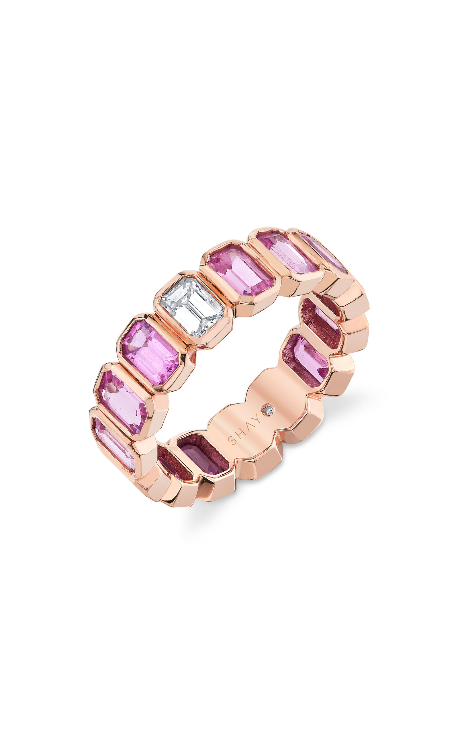 SHAY - 18K Rose Gold Pink Sapphire & Diamond Bezel Eternity Band Ring - Pink - US 7.5 - Moda Operandi - Gifts For Her