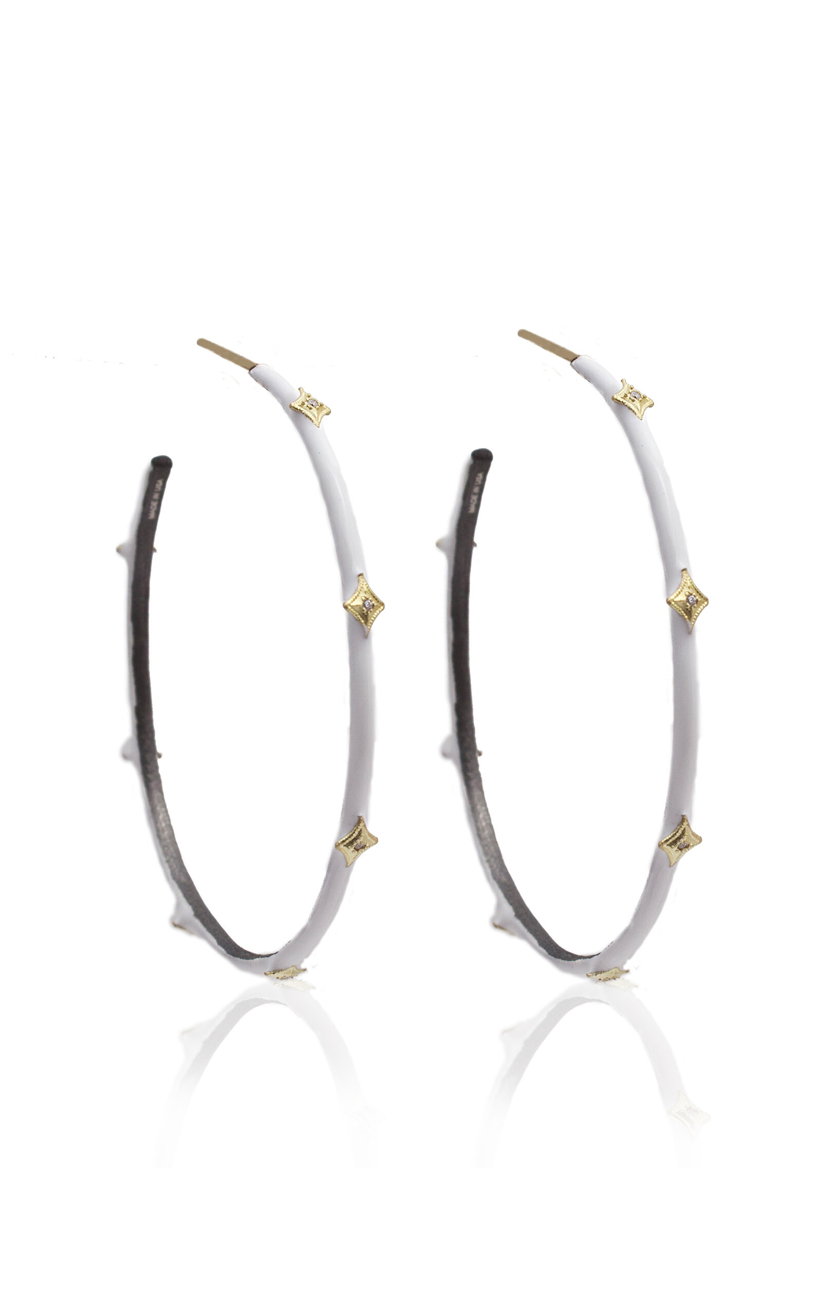 Shop Armenta 18k Gold Sterling Silver And White Enamel Earrings