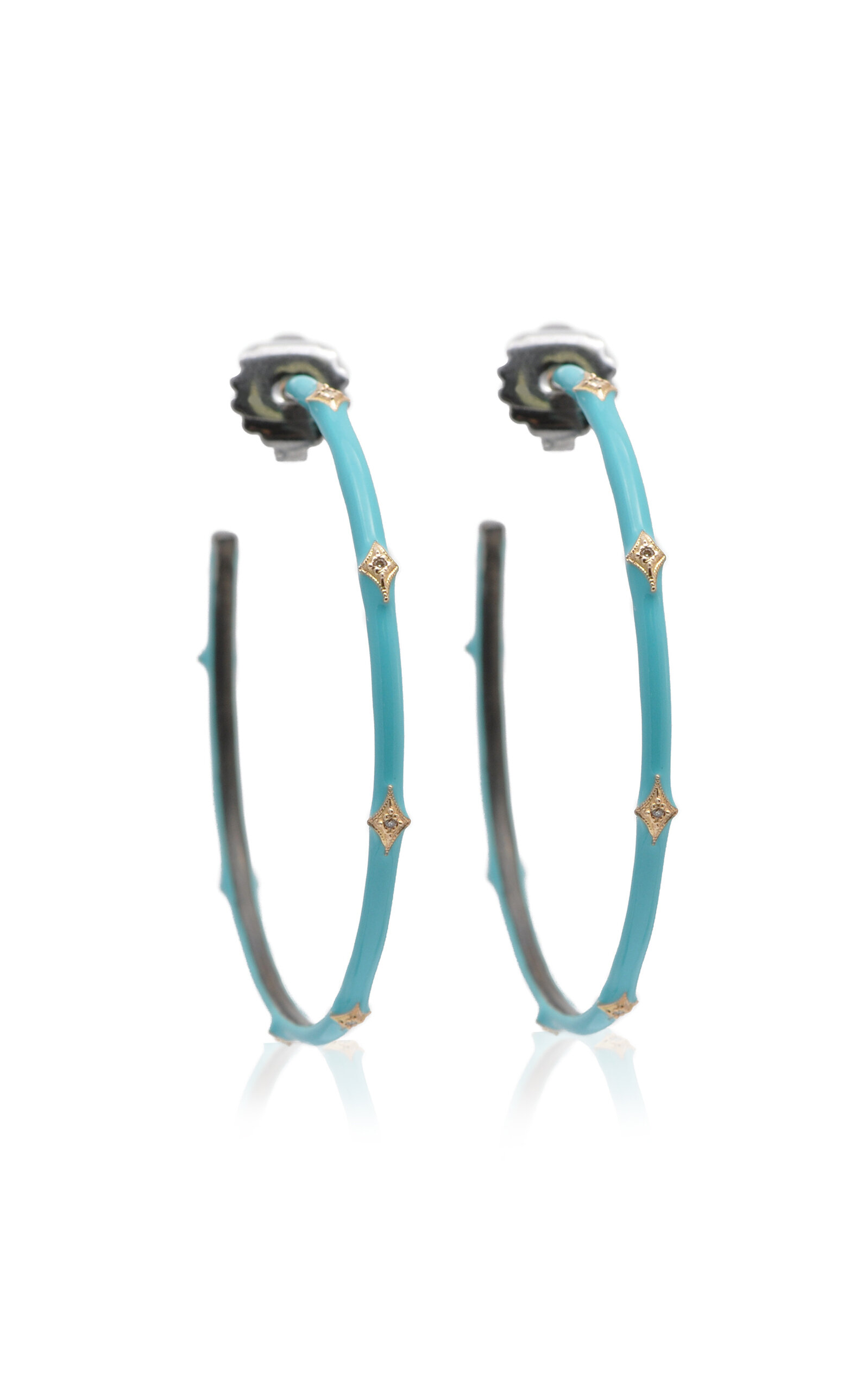 Armenta 14k Rose Gold Sterling Silver And Turquoise Enamel Earrings In Blue