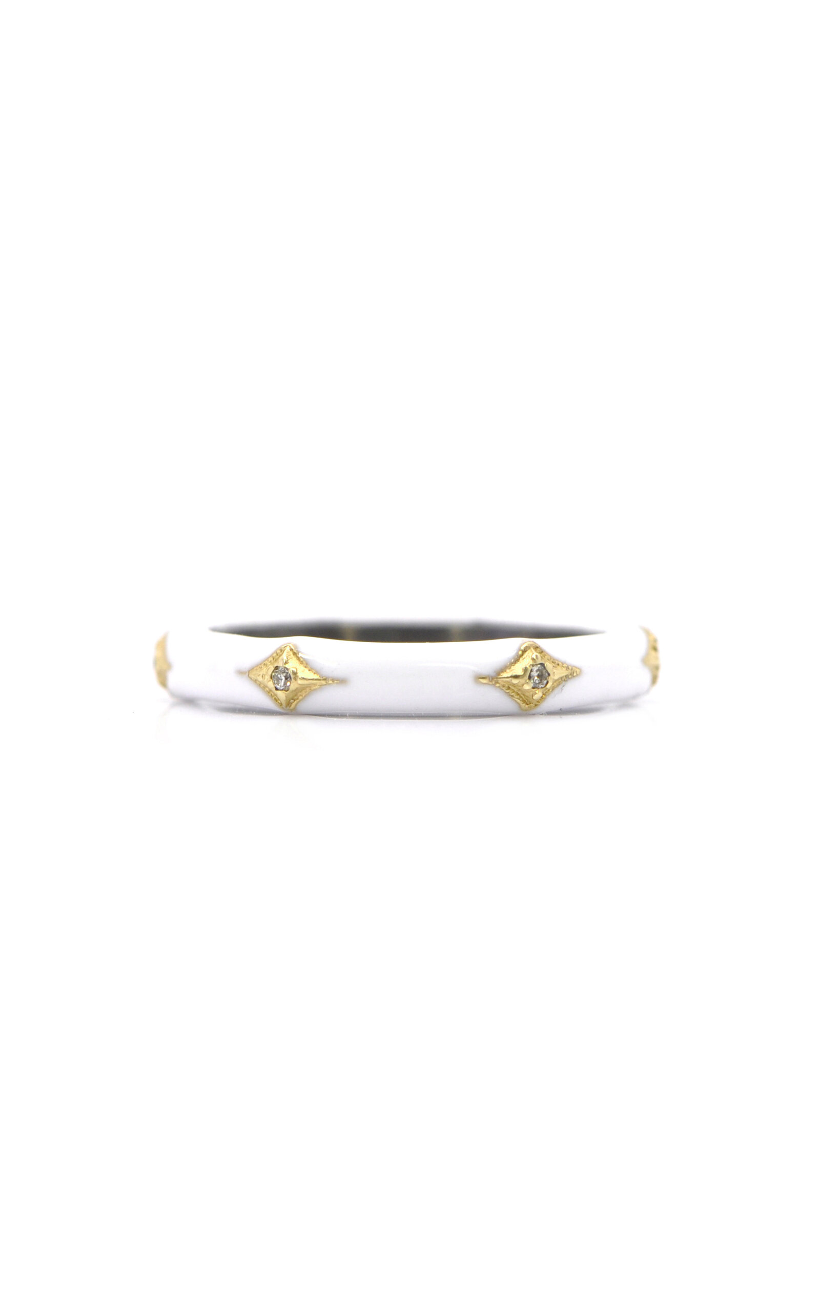 14K Rose Gold Sterling Silver and White Enamel Ring