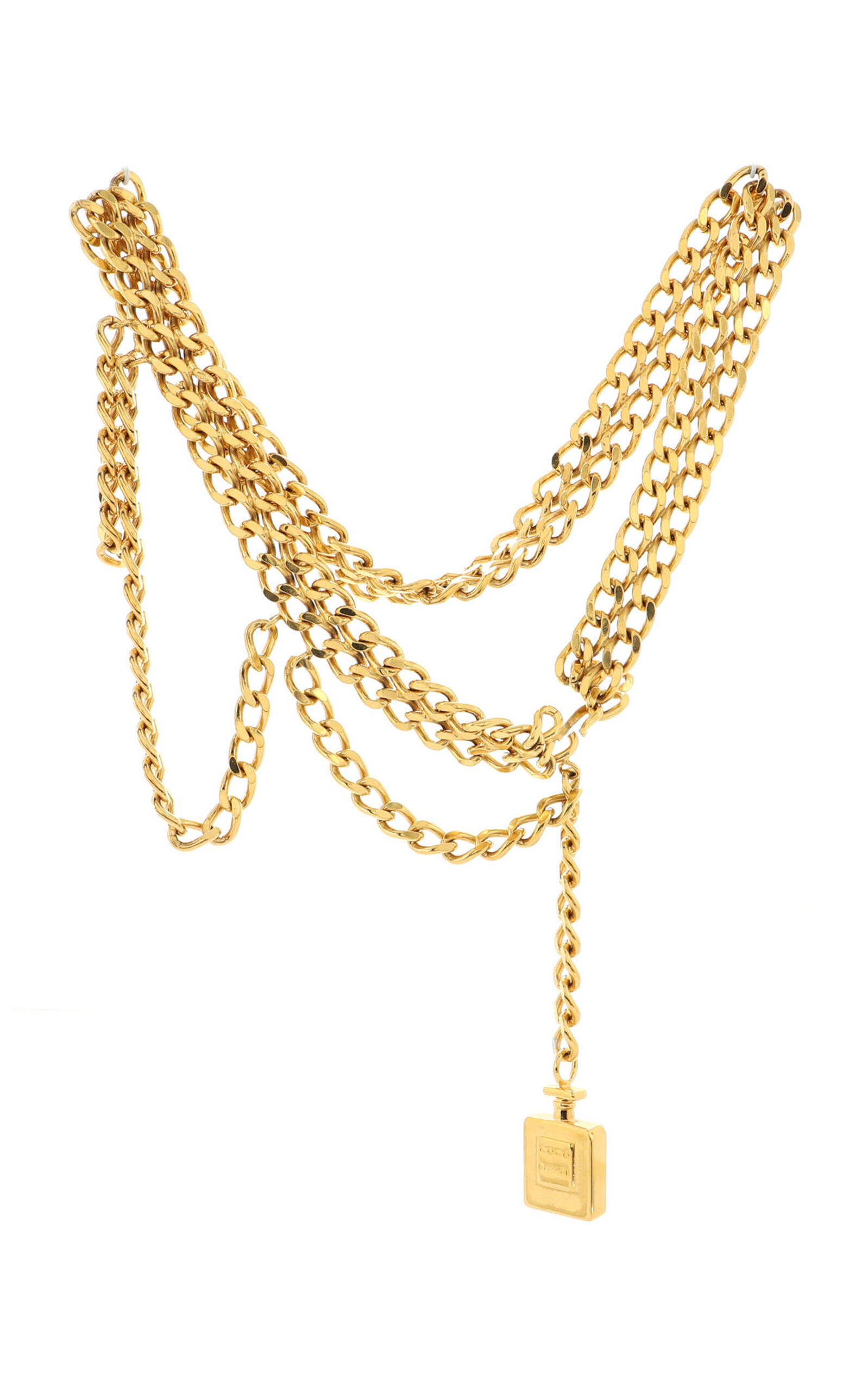Moda Archive X Rebag Women's Chanel Vintage Perfume Bottle Charm Chain Belt  In Gold