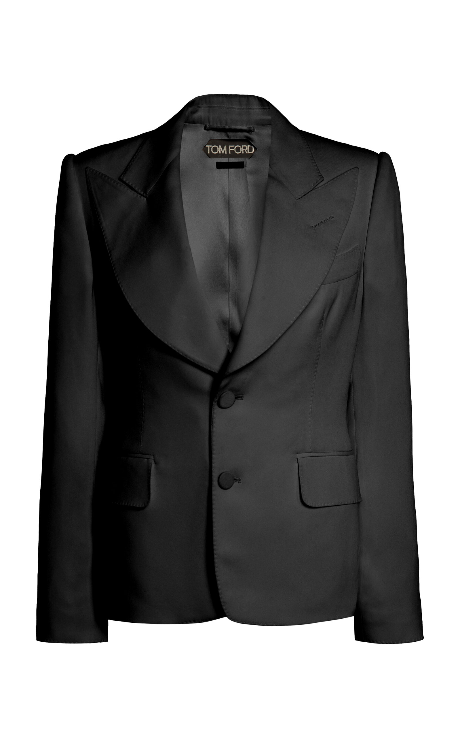 Tom Ford Double Silk Georgette Single-breasted Blazer In Black