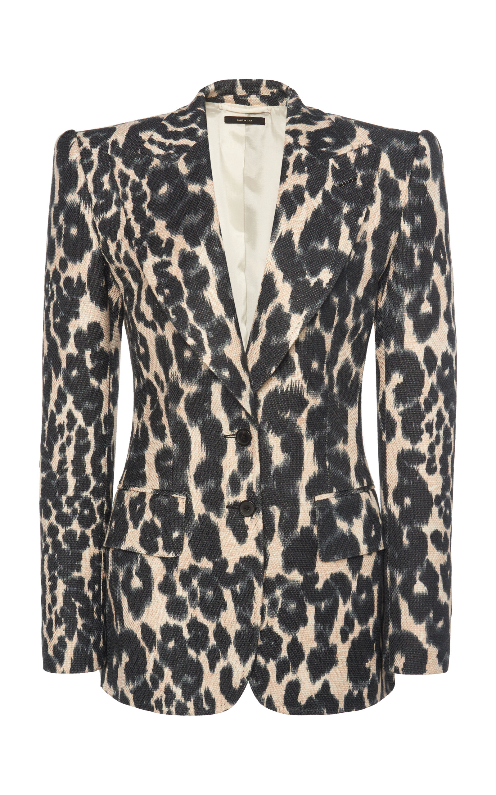 Tom Ford Leopard Printed Hopsack Single-breasted Jacket In Animal