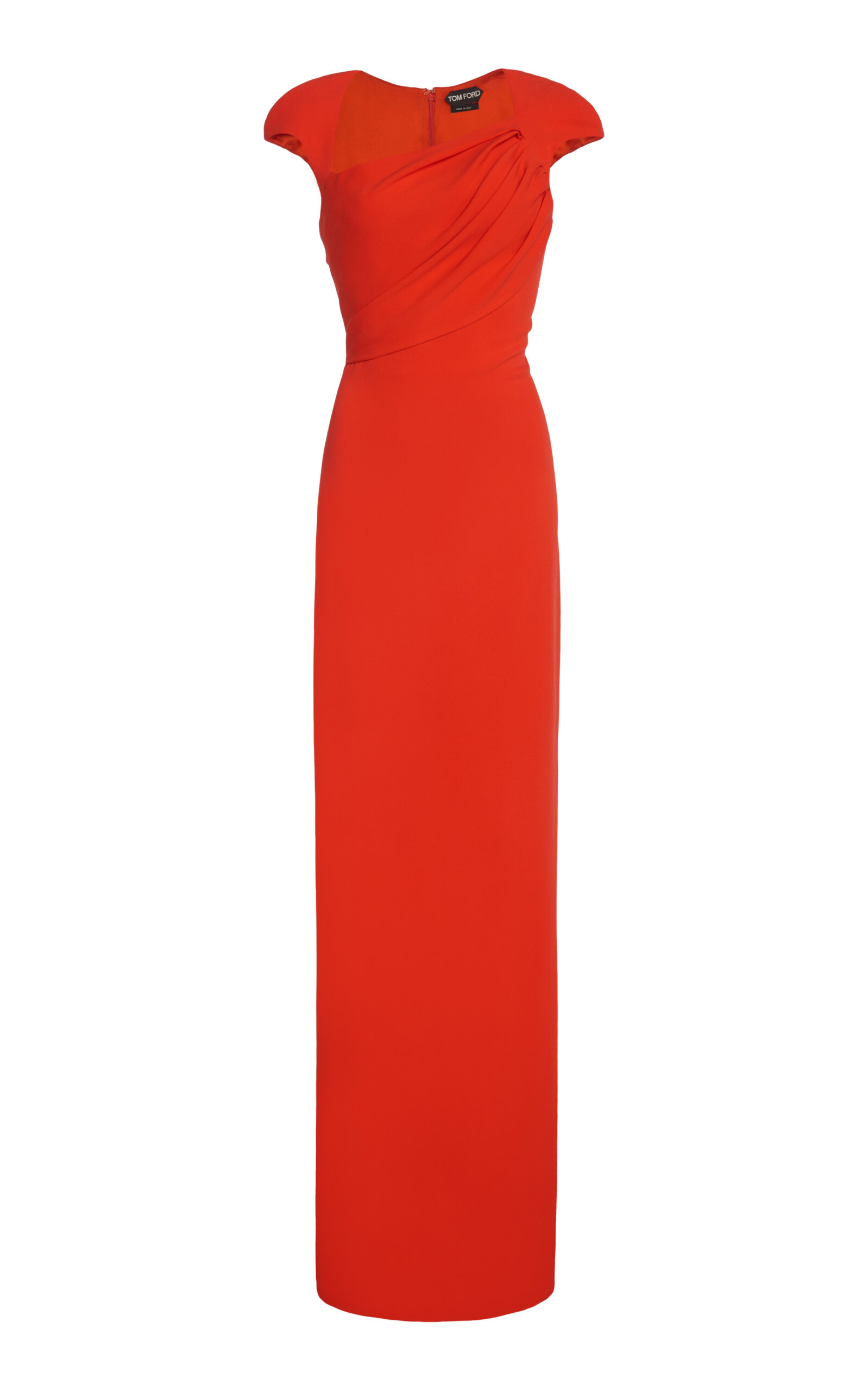 Shop Tom Ford Double Silk Georgette Draped Maxi Dress In Red