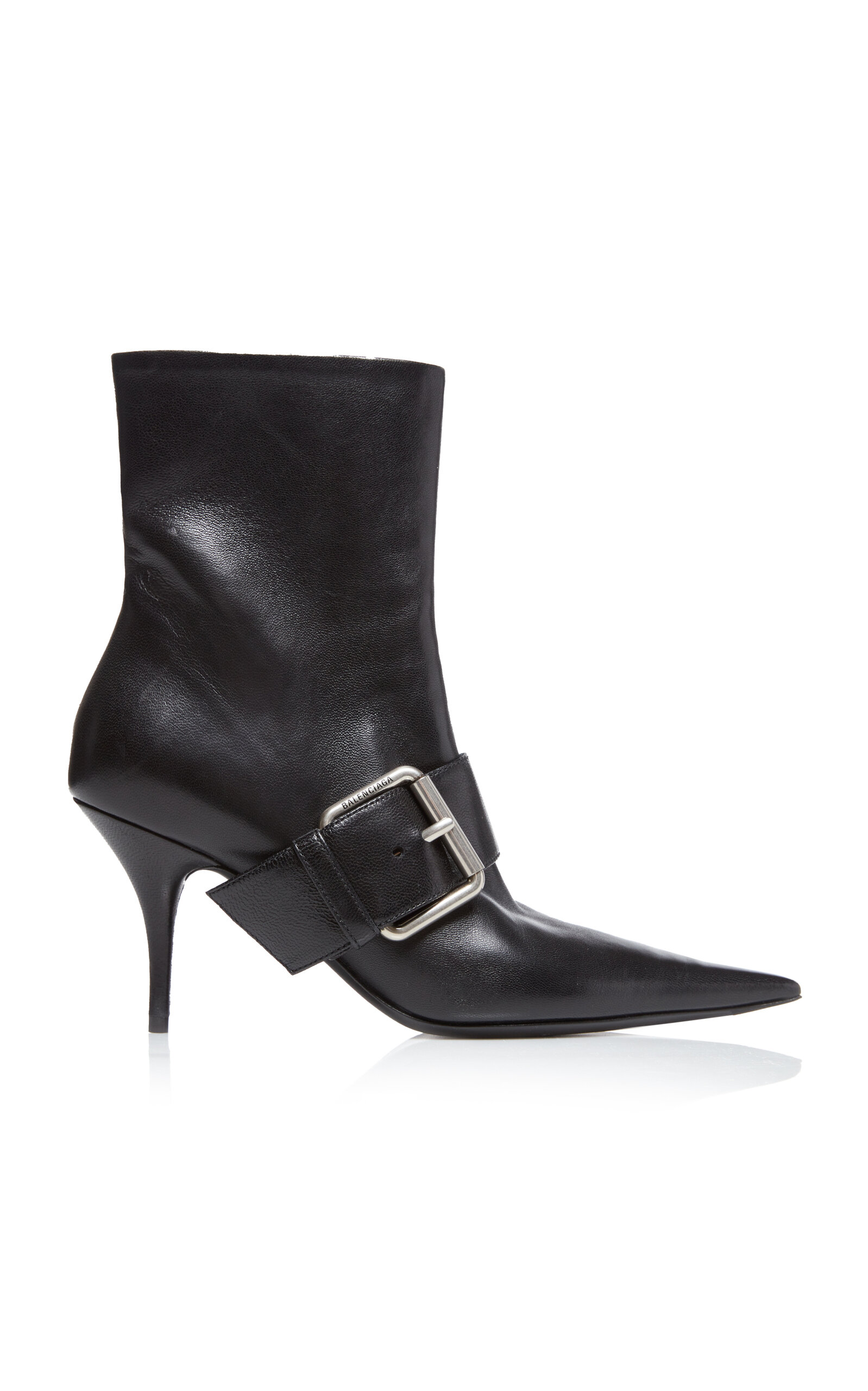 Shop Balenciaga Knife Buckle-detailed Leather Ankle Boots In Black