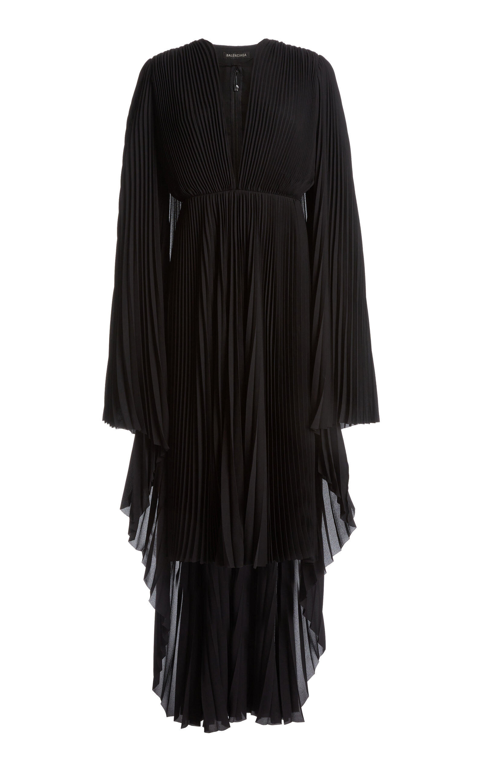 Shop Balenciaga Pleated Tech-crepe Dress In Black