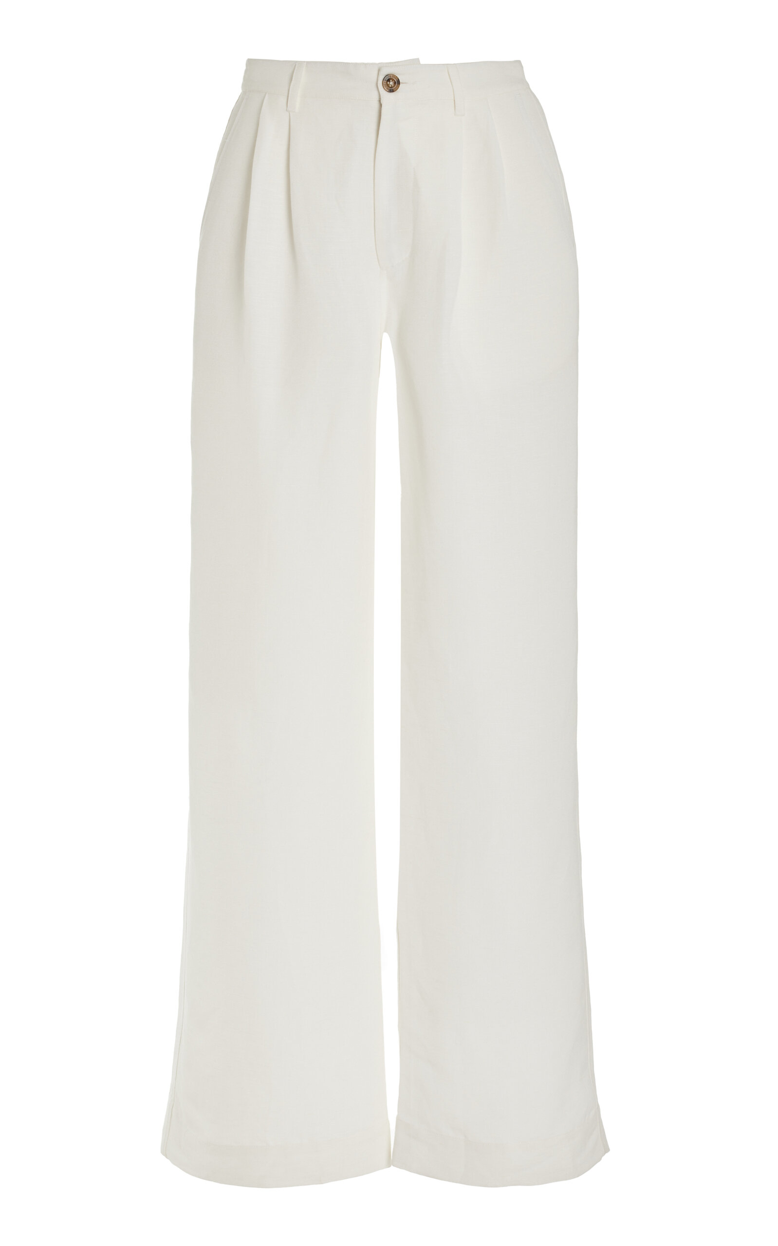 Onia Air Pleated Linen Wide-leg Trousers In White