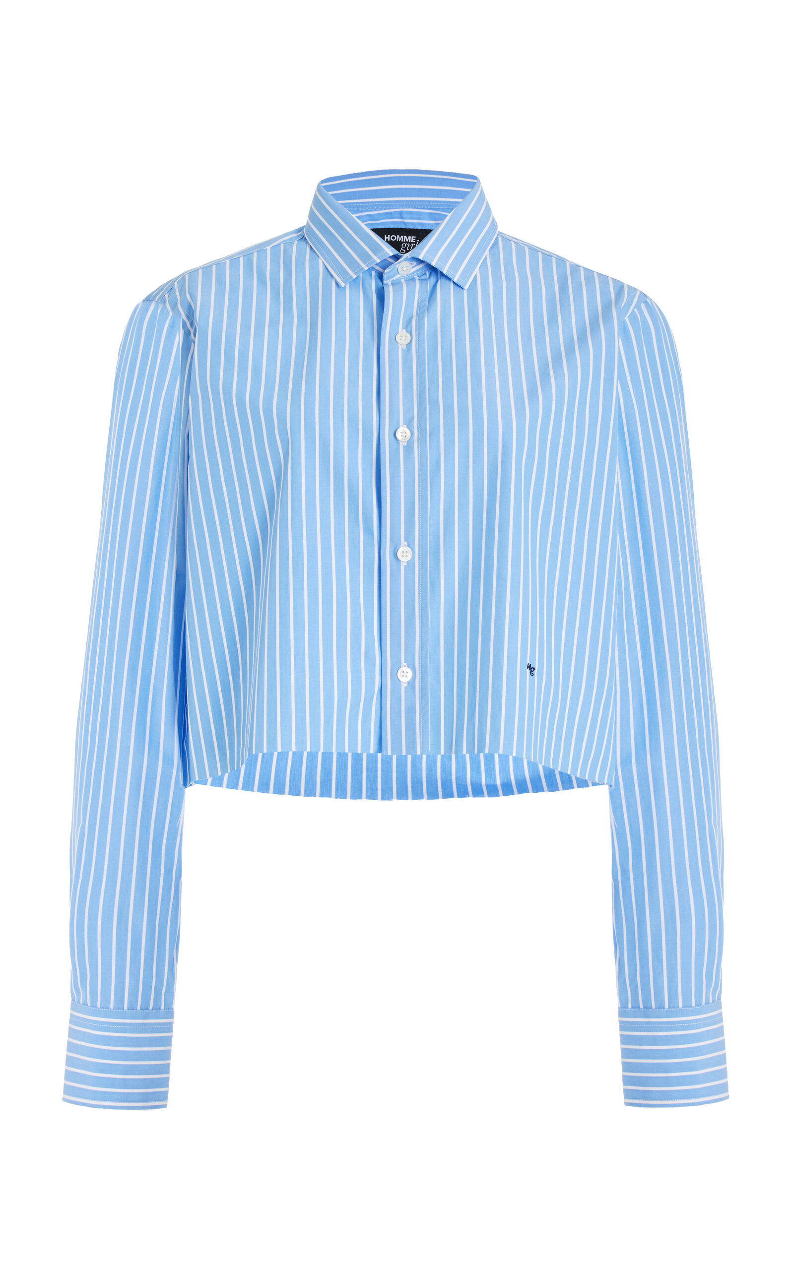 HOMMEGIRLS Striped Cotton Cropped Shirt