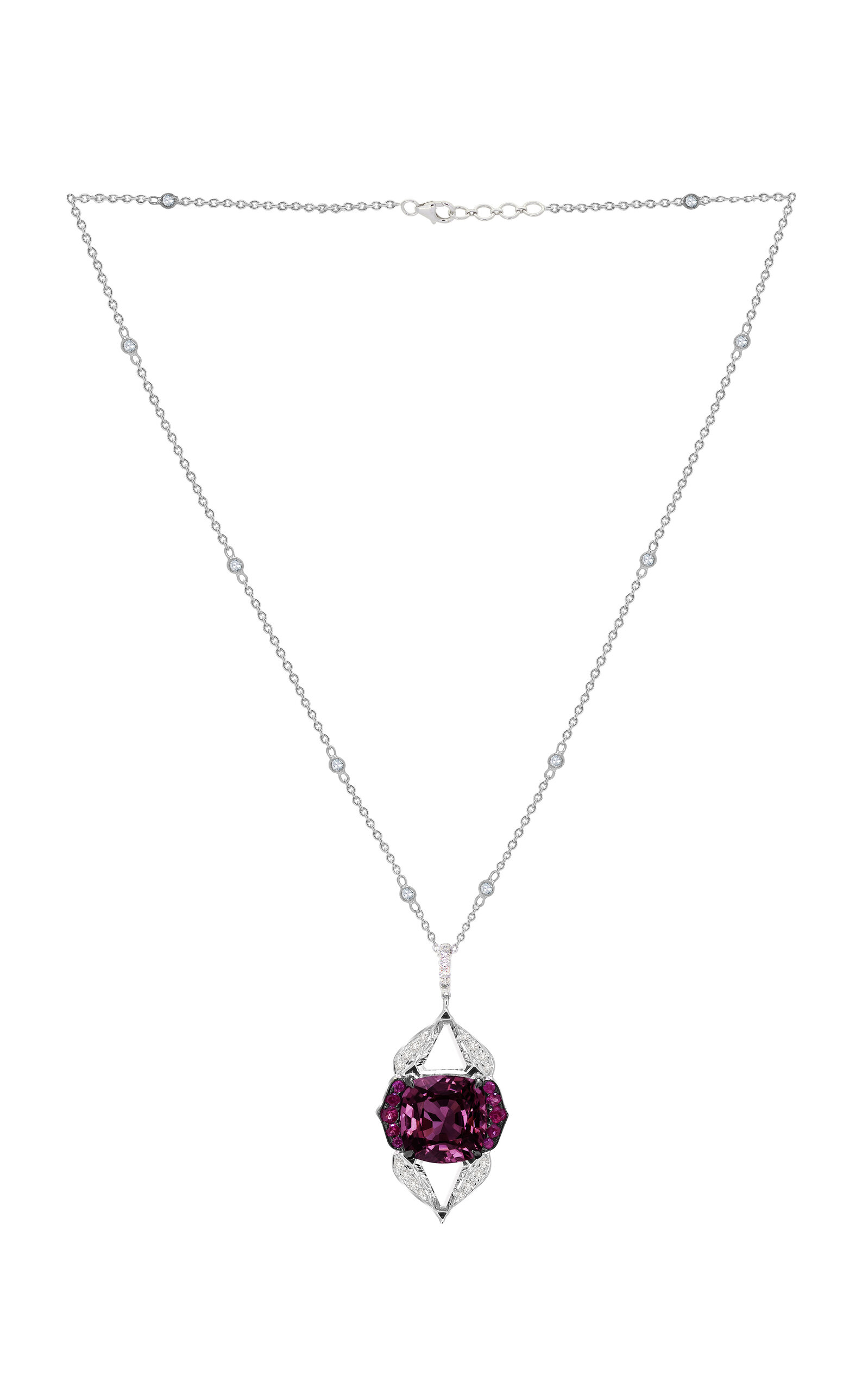 Vak 18k White Gold Arch Of Heaven Multi-stone Necklace In Pink
