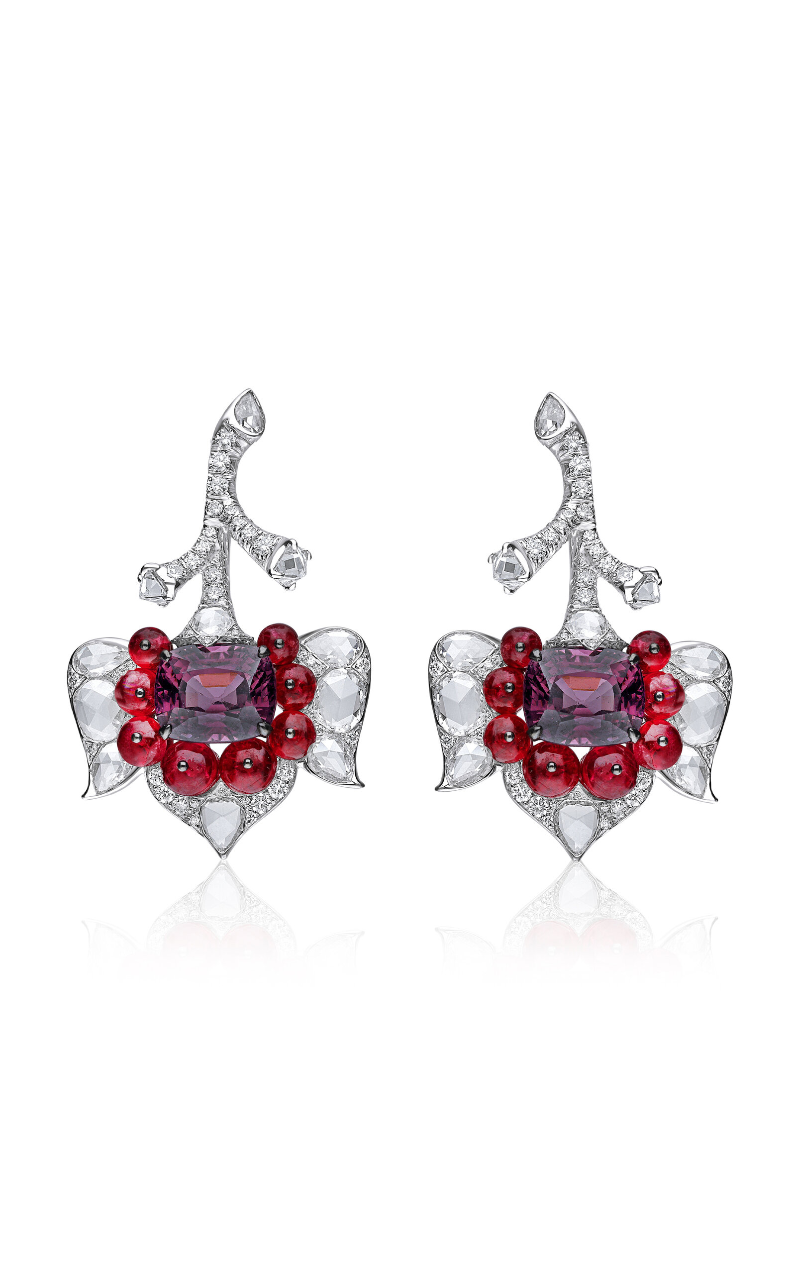 Vak 18k White Gold Eternal Garden Diamond And Spinel Earrings In Pink