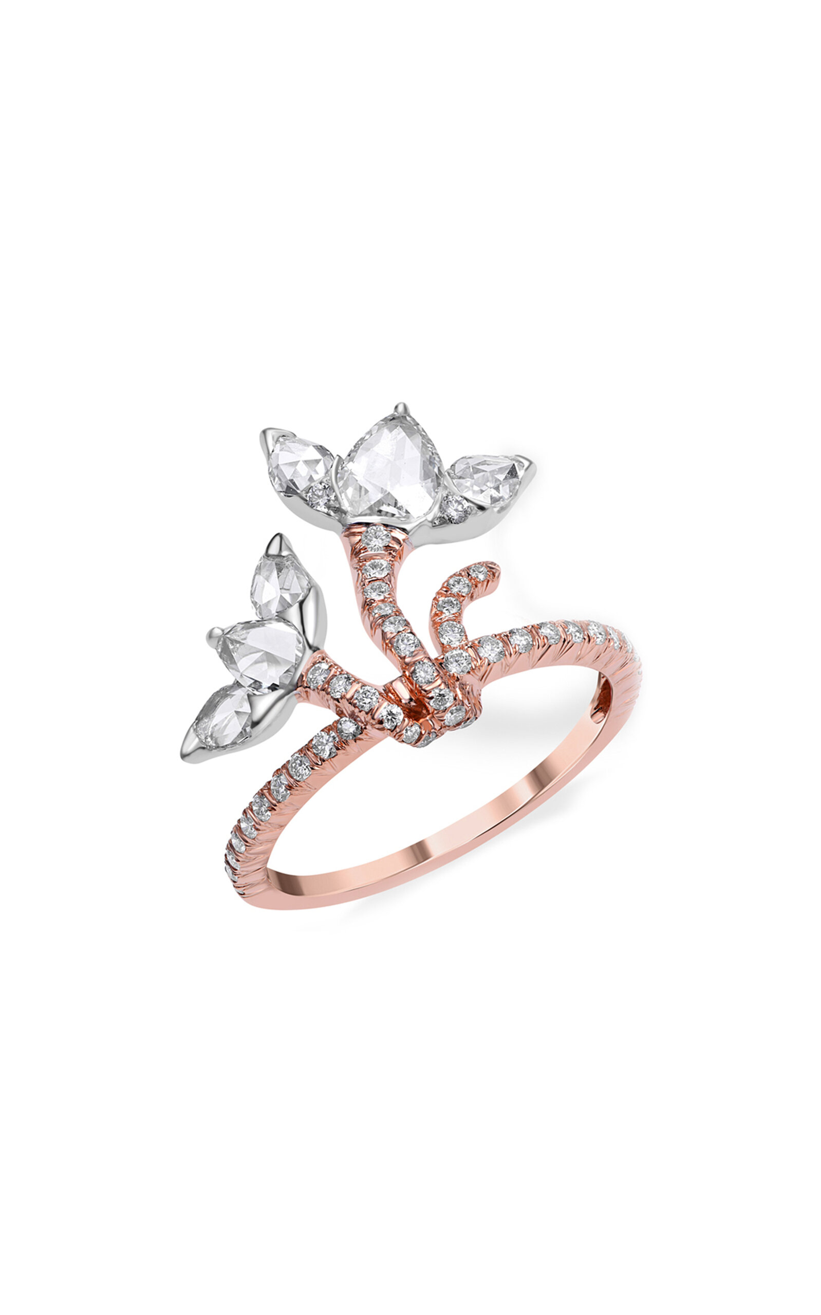 Vak 18k Rose & White Gold Eternal Garden Diamond Ring In Pink