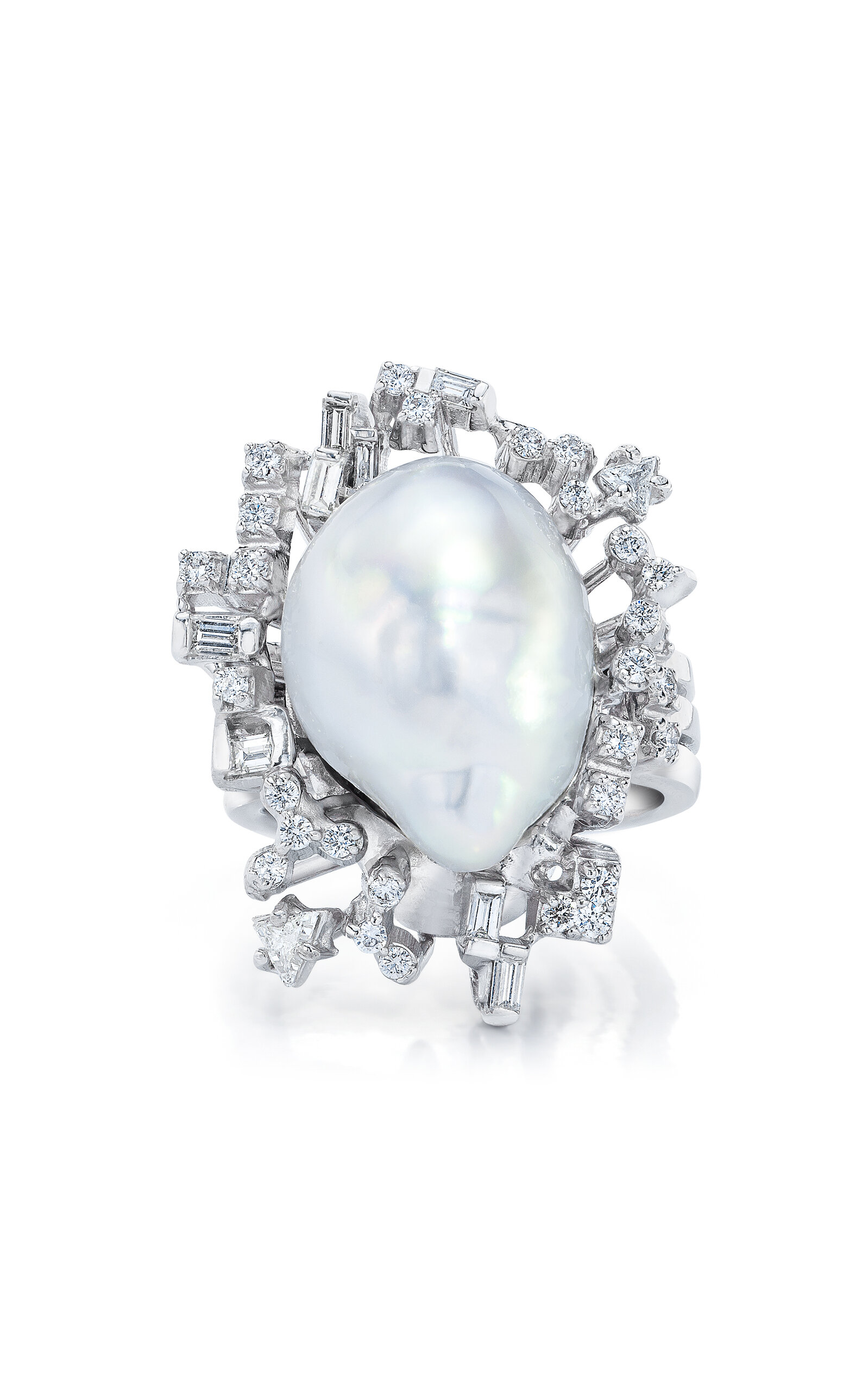 Mindi Mond Women's 18k White Gold South Sea Baroque Pearl Diamond Ring In Metallic