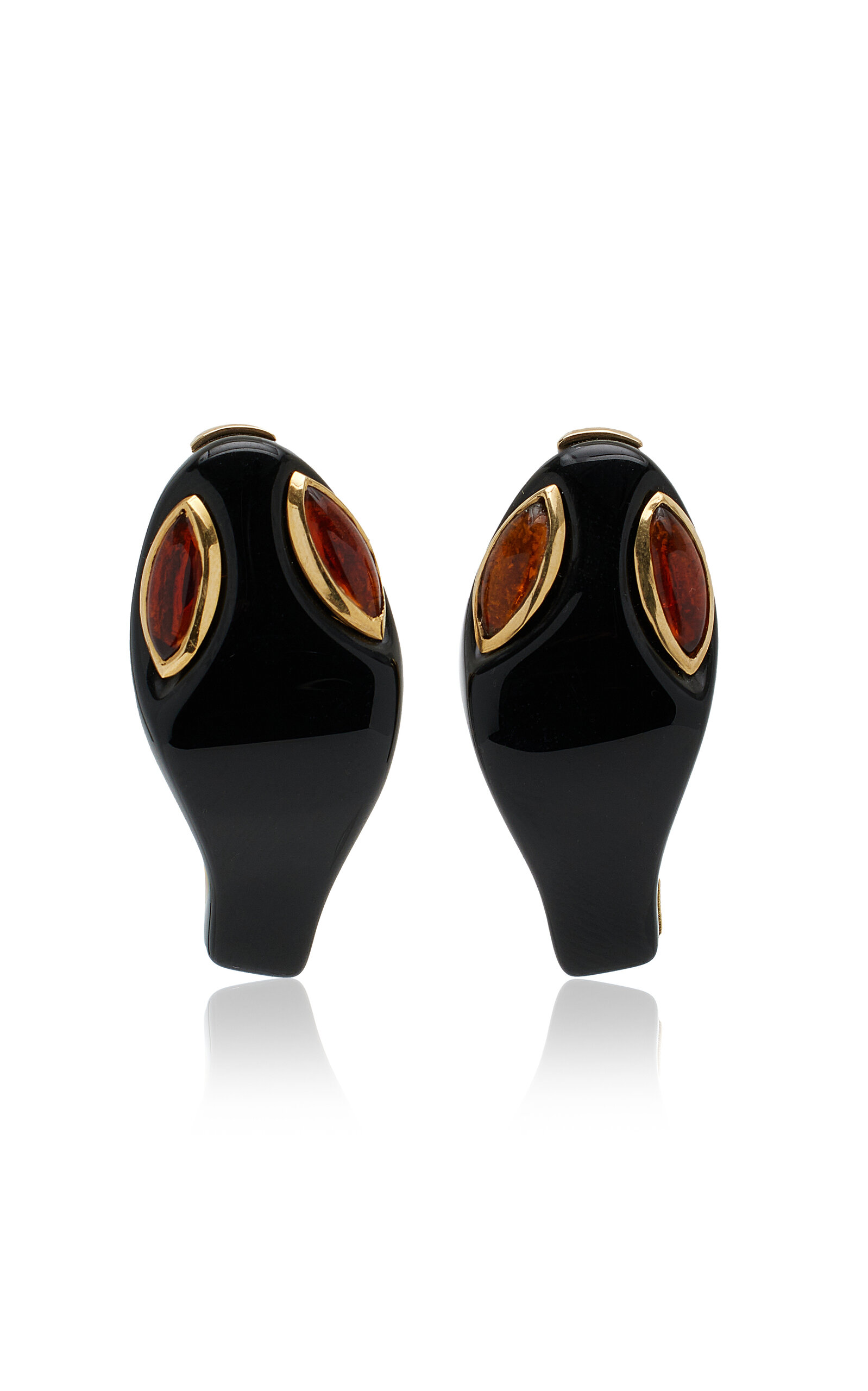 18K Yellow Gold Serpente Citrine and Back Onyx Earring