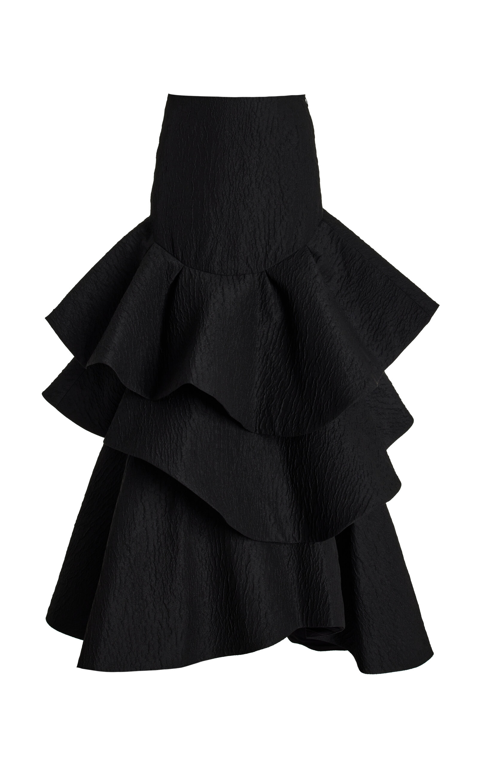 Rosie Assoulin Lettuce Be Ruffled Cotton Maxi Skirt In Black