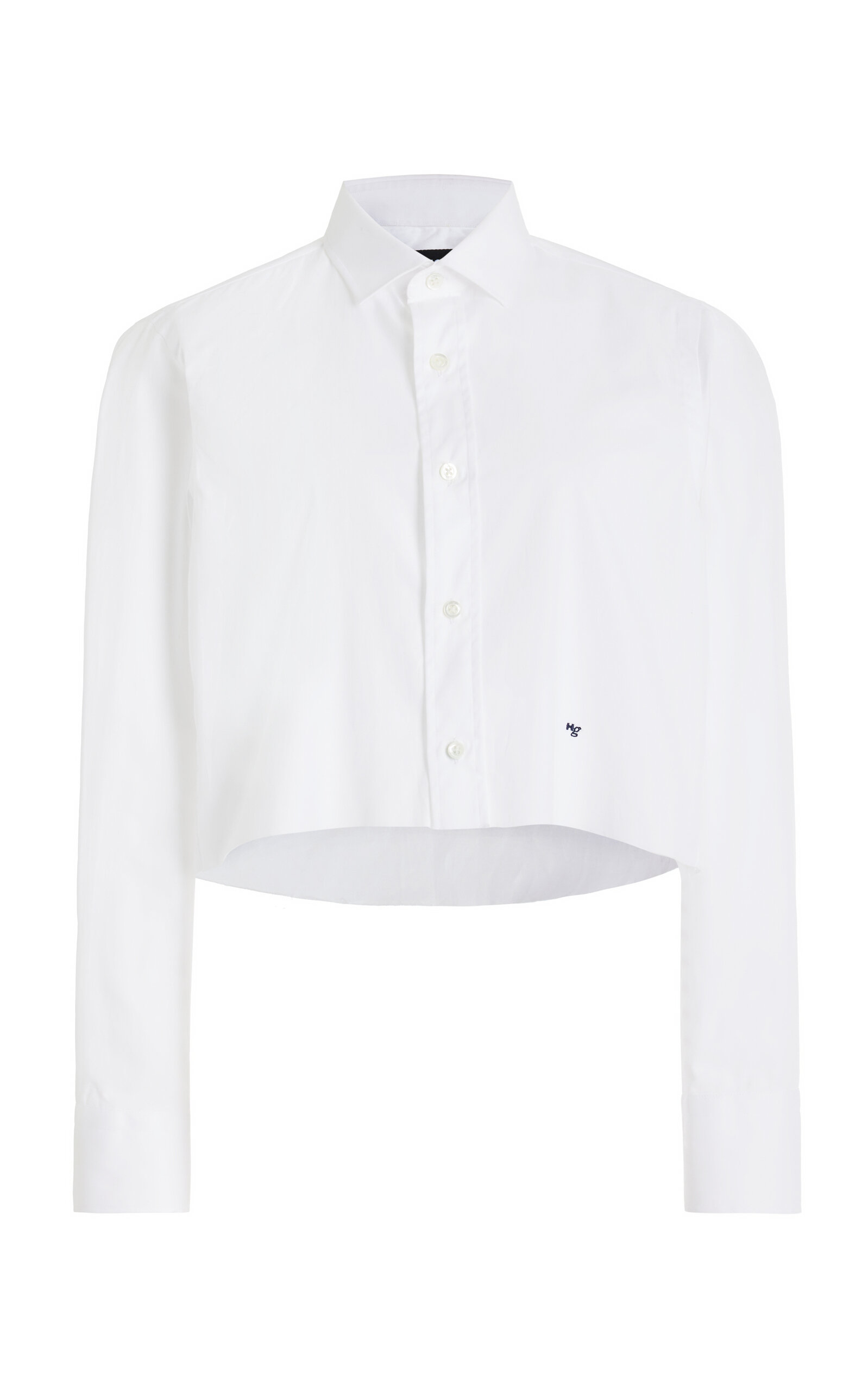 Hommegirls Cropped Cotton Shirt In White