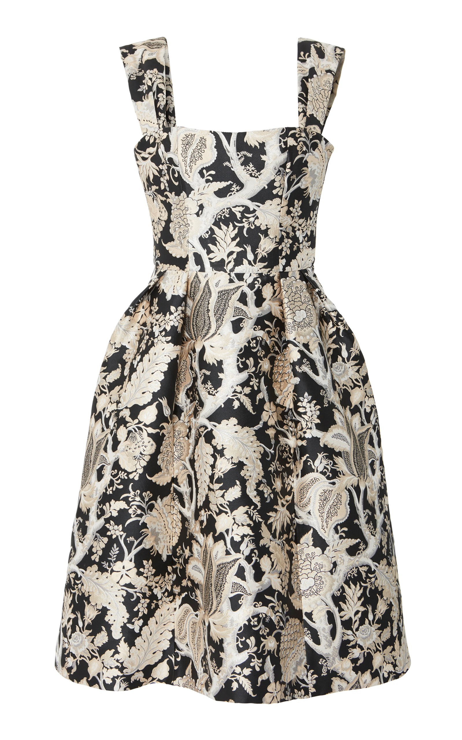 CAROLINA HERRERA PLEATED JACQUARD MIDI DRESS