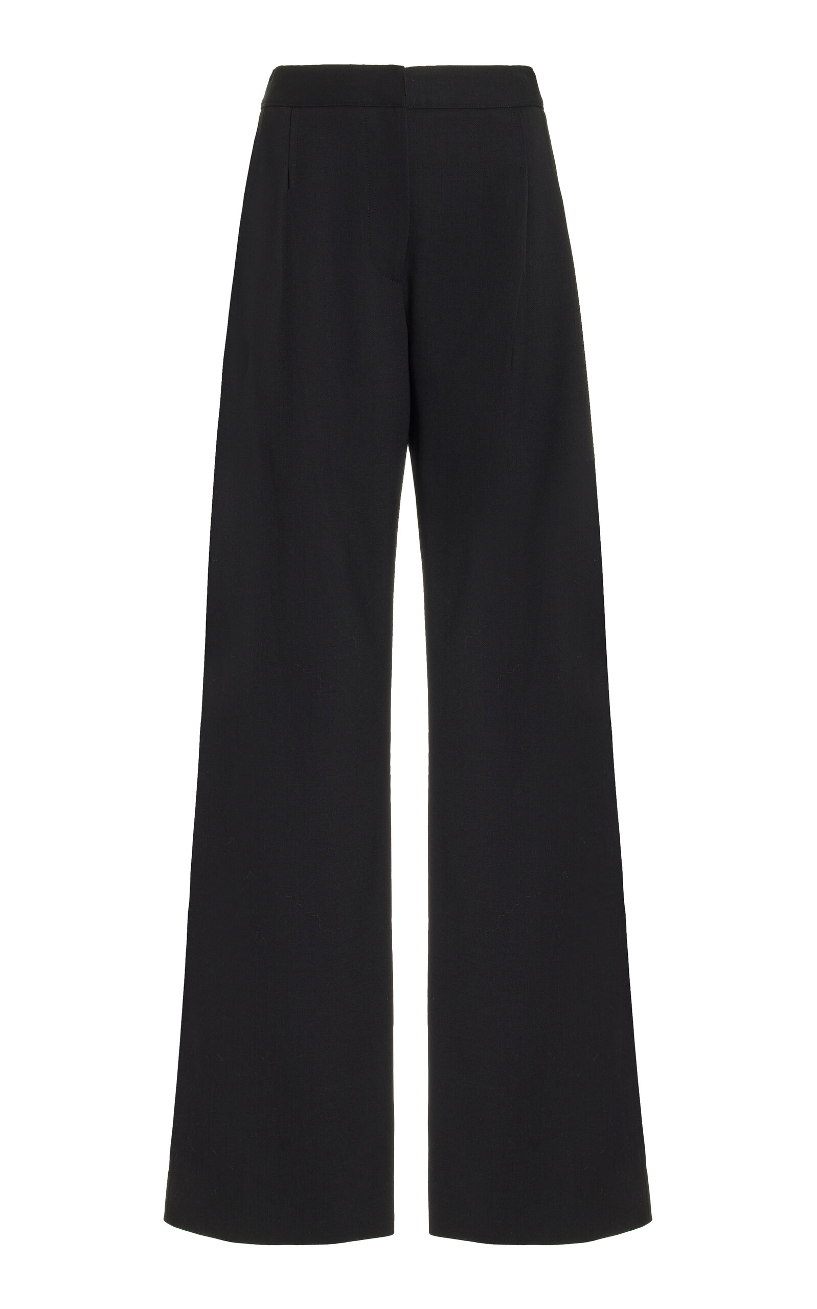 Shop Carolina Herrera Stretch-wool Wide-leg Pants In Black