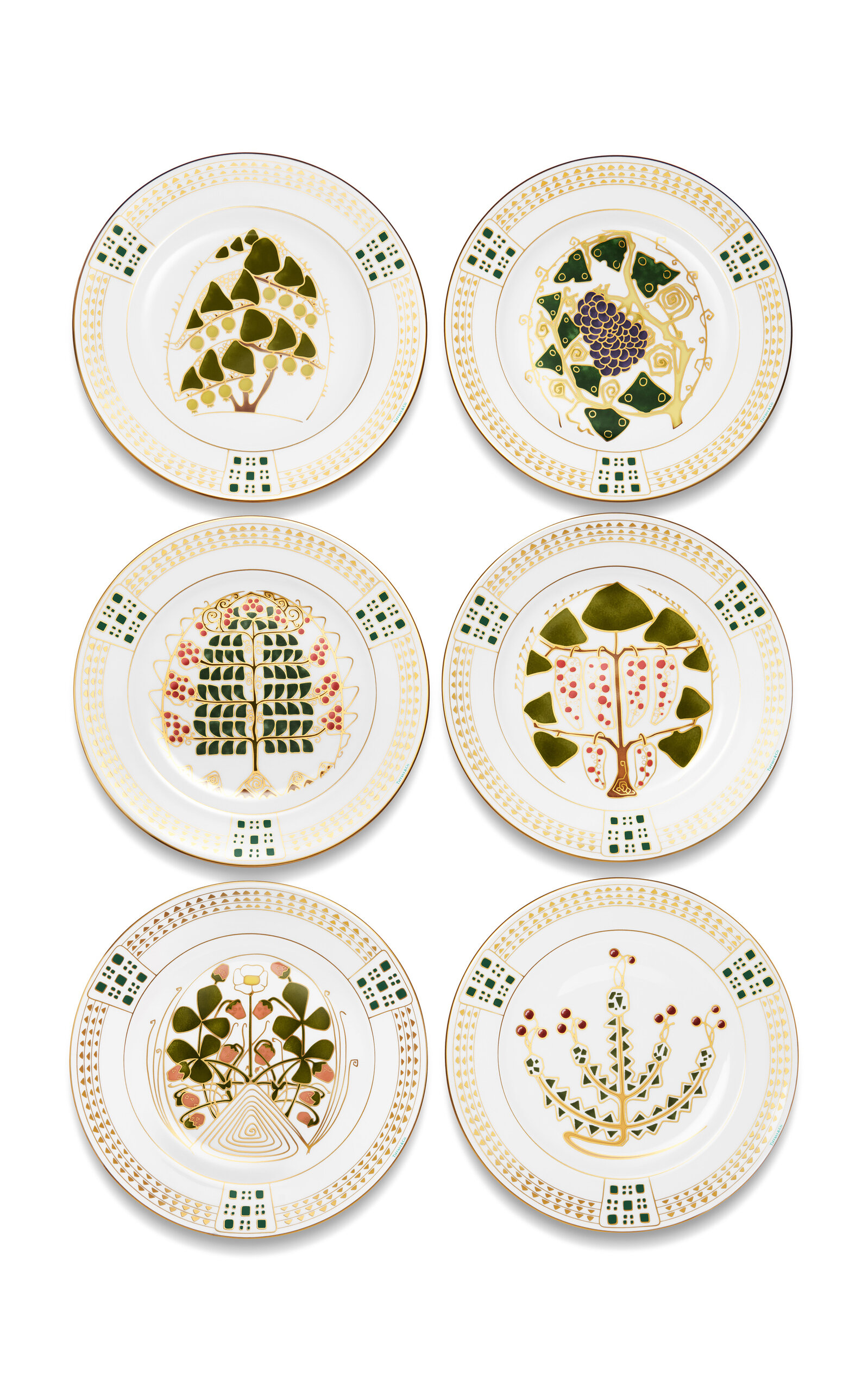 Tiffany & Co Set-of-six Berries Bone China Dinner Plates In Multi