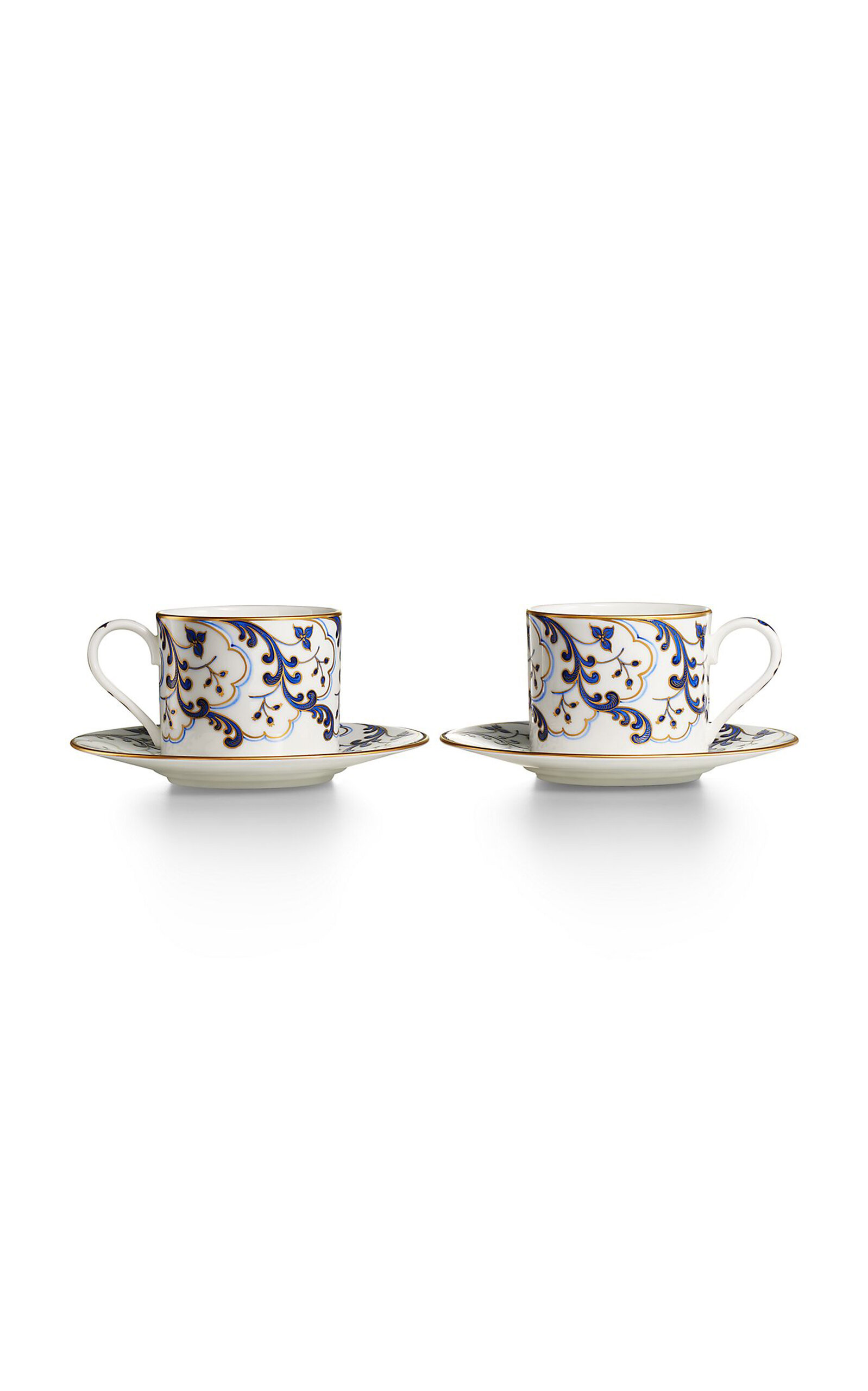 Tiffany & Co. Set-of-Two Valse Bleue Bone China Tea Cup and Saucers - Blue