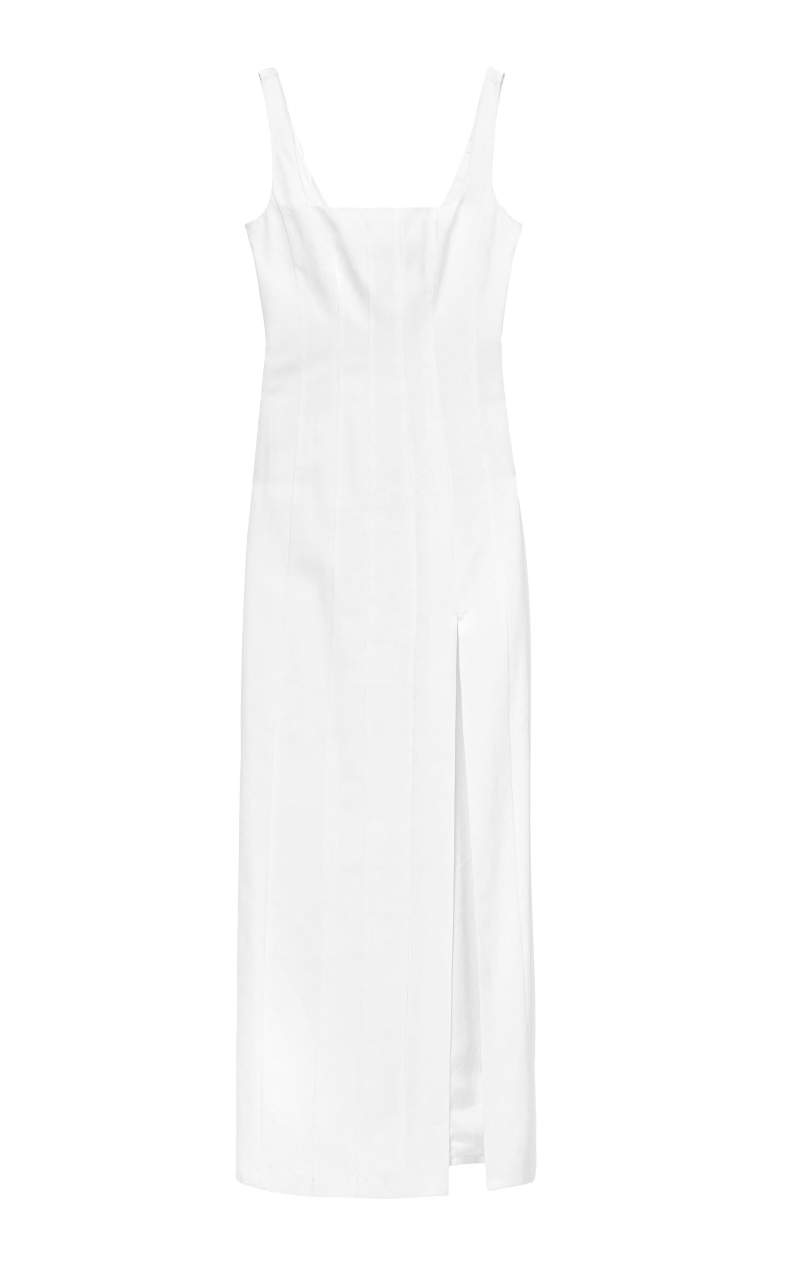 Staud Portrait Sleeveless Seamed Gown In White