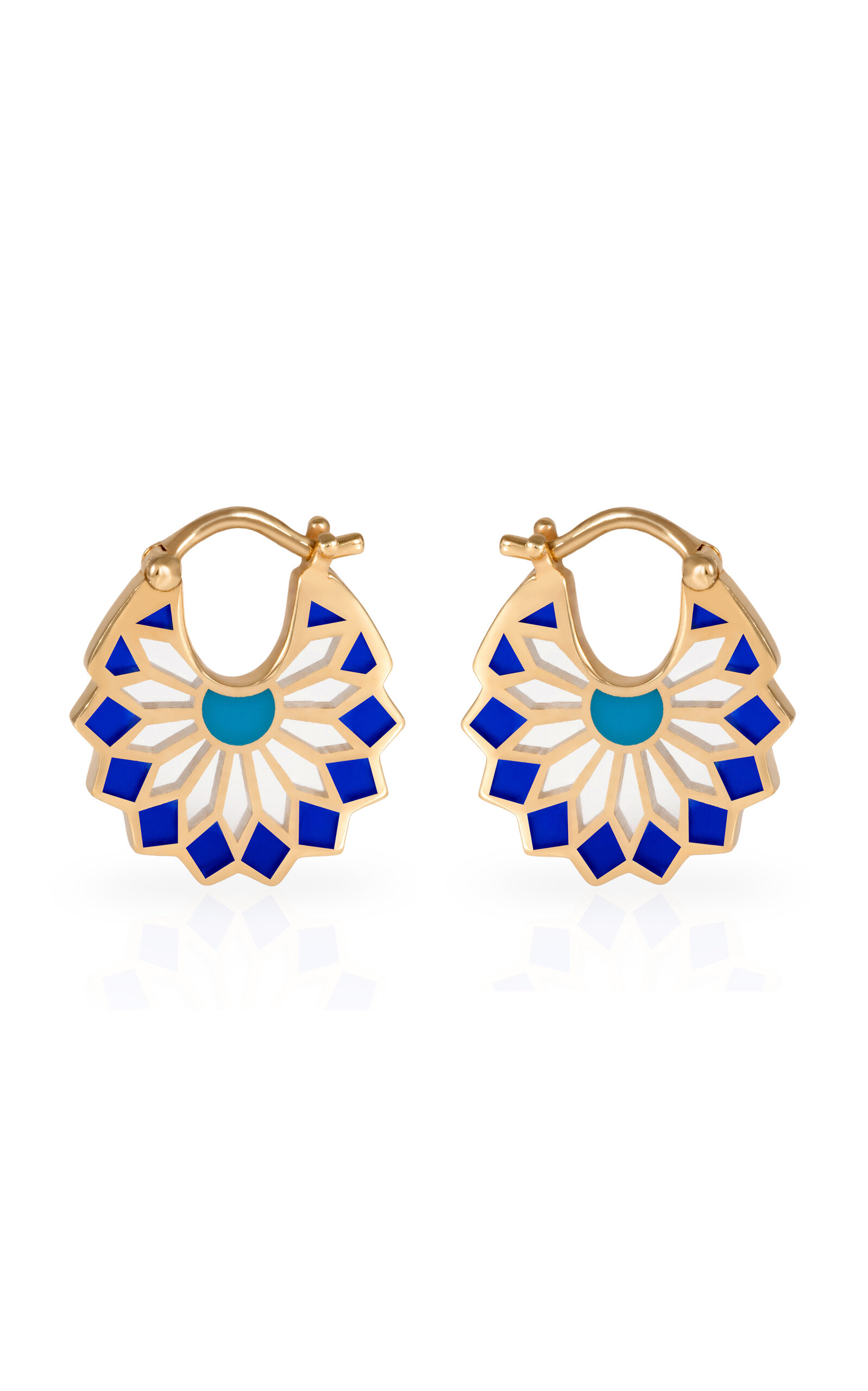 L'atelier Nawbar Sursok Enameled 18k Yellow Gold Earrings In Blue