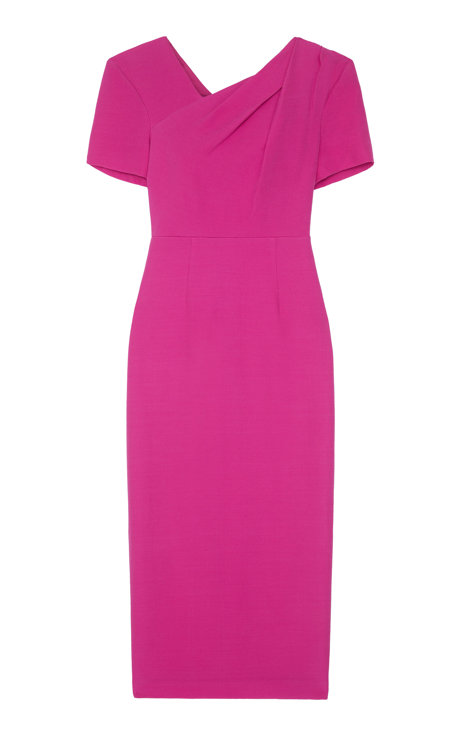 ROLAND MOURET STRUCTURED SILK AND WOOL MIDI DRESS