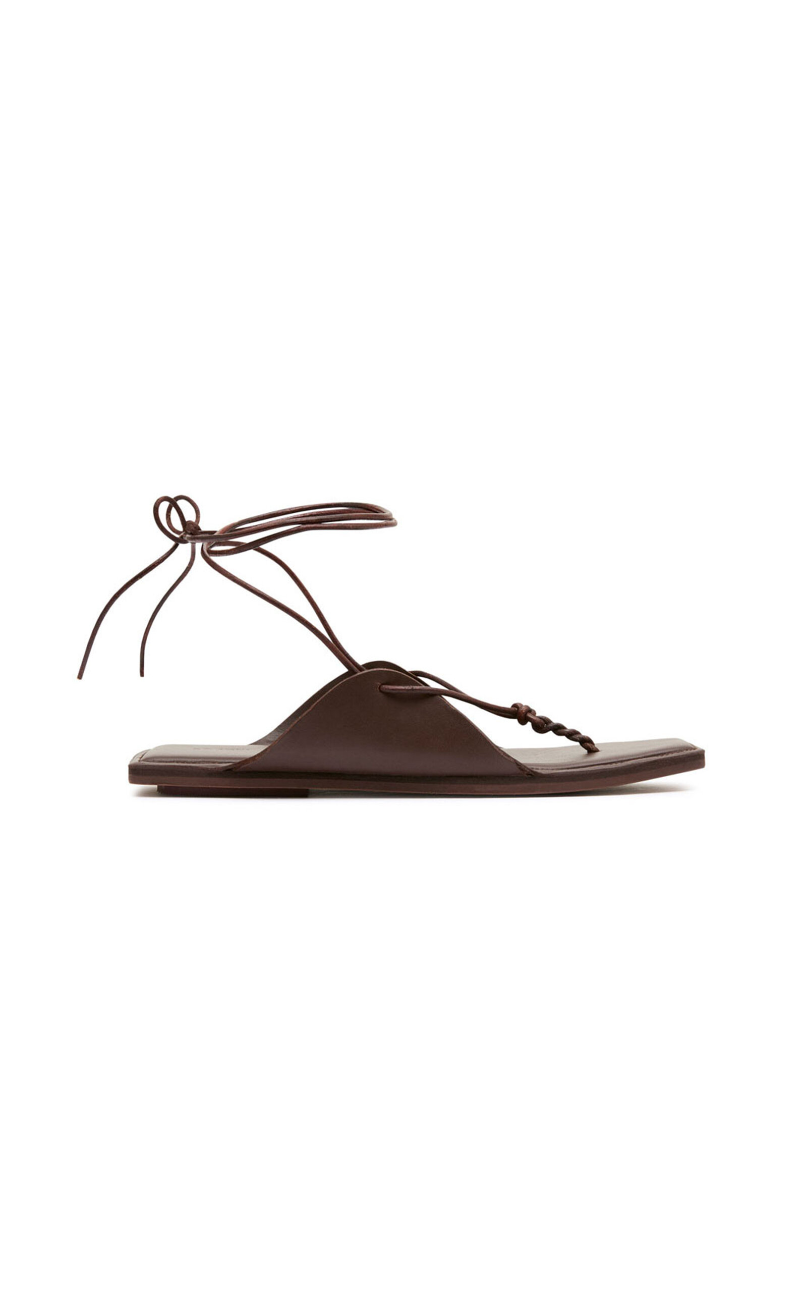 St Agni Tie Up Leather Sandals In Brown