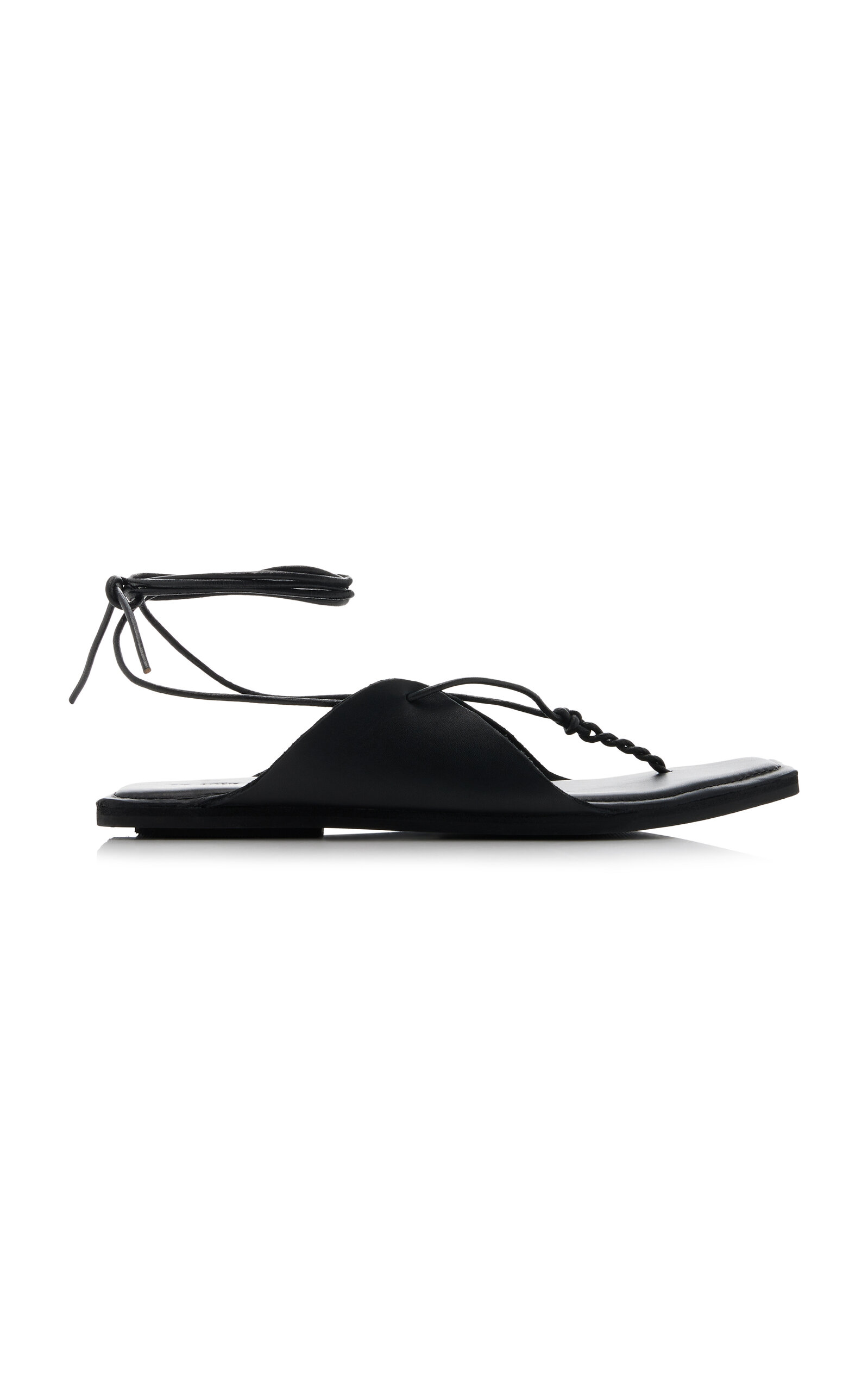 St Agni Tie Up Leather Sandals In Black