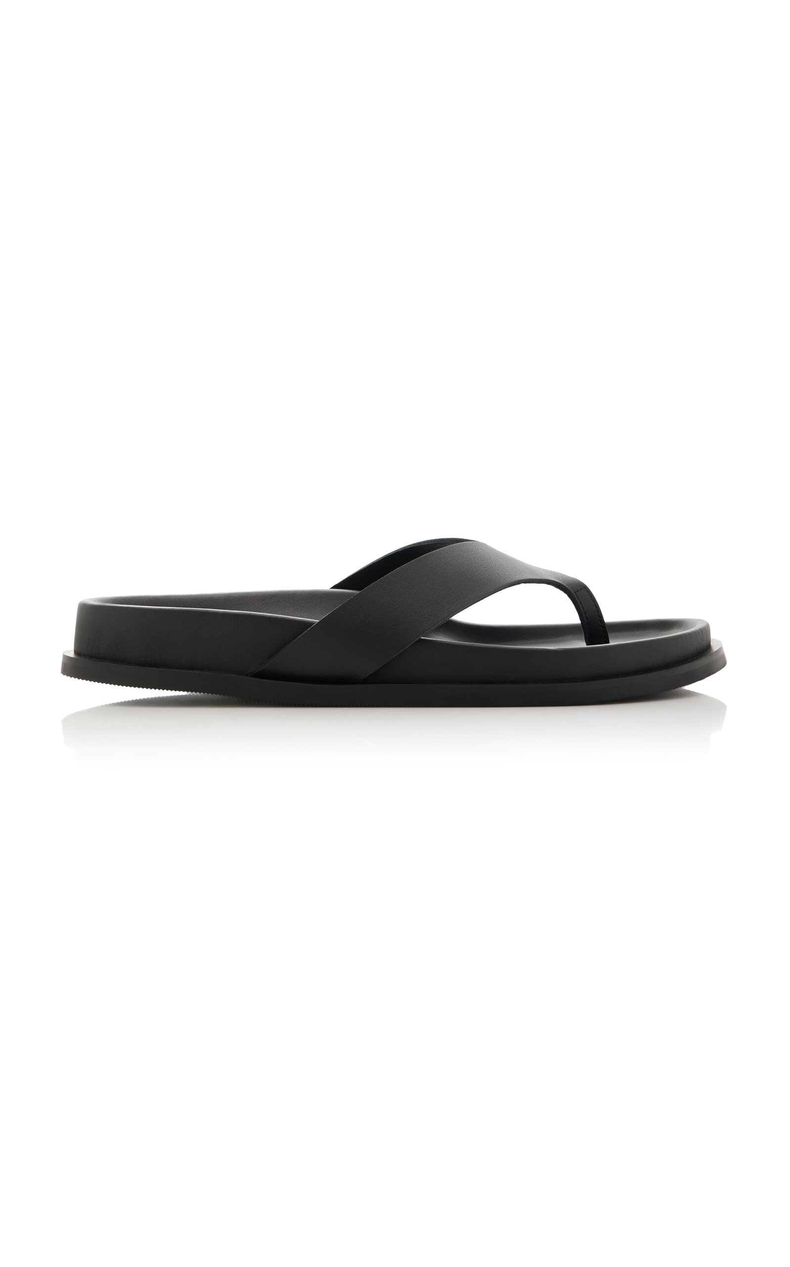 Shop St Agni Thong Leather Sandals In Black