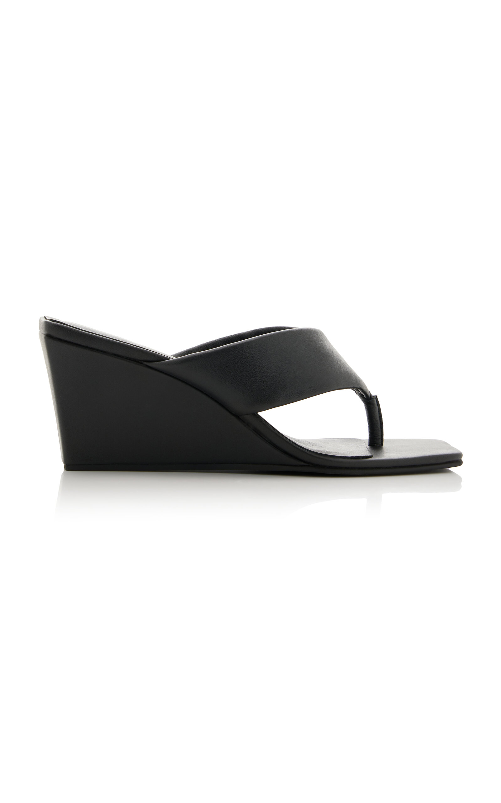 St Agni Thong Leather Sandals In Black