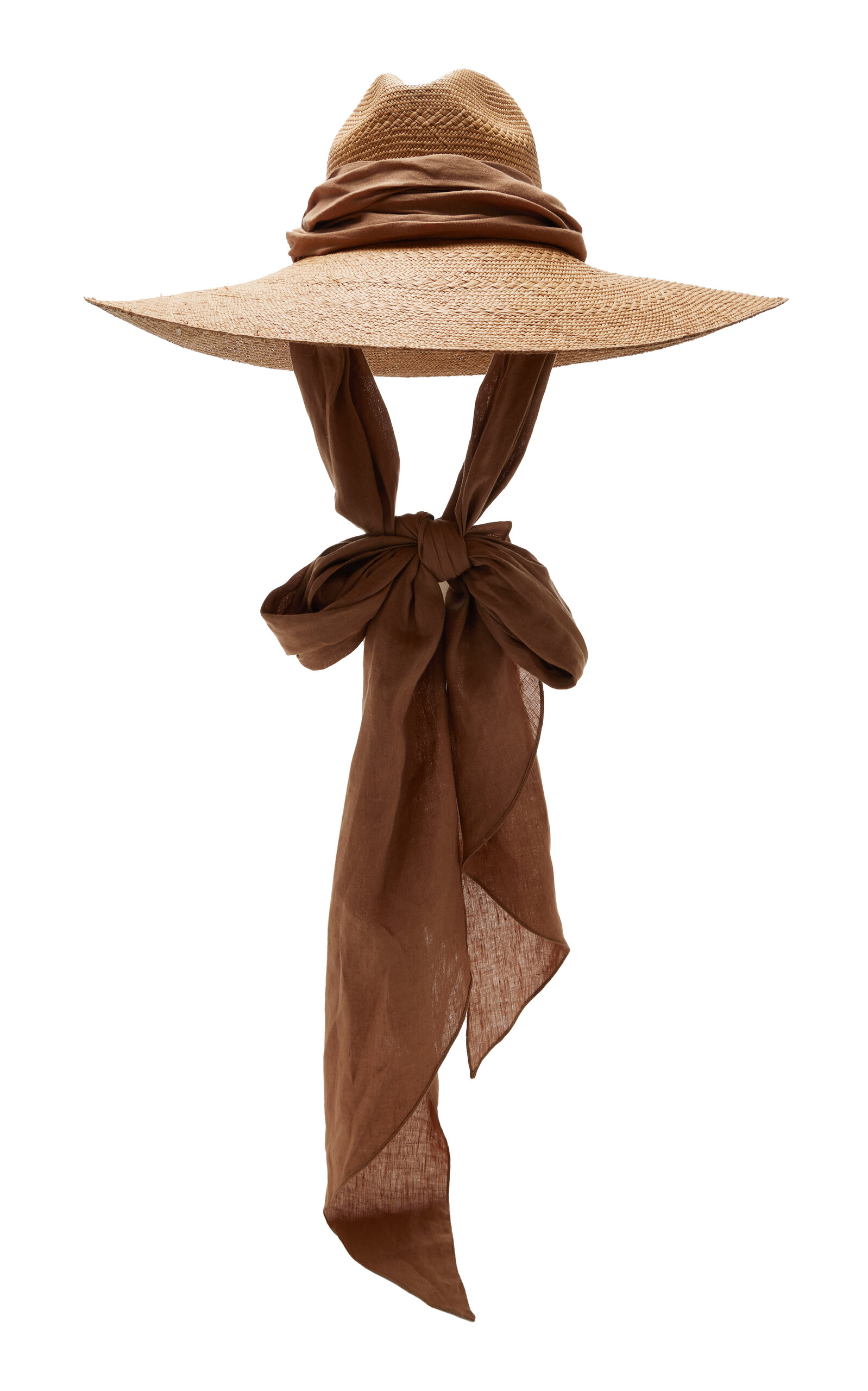 Johanna Ortiz Scarf-detailed Woven Palm Hat In Neutral